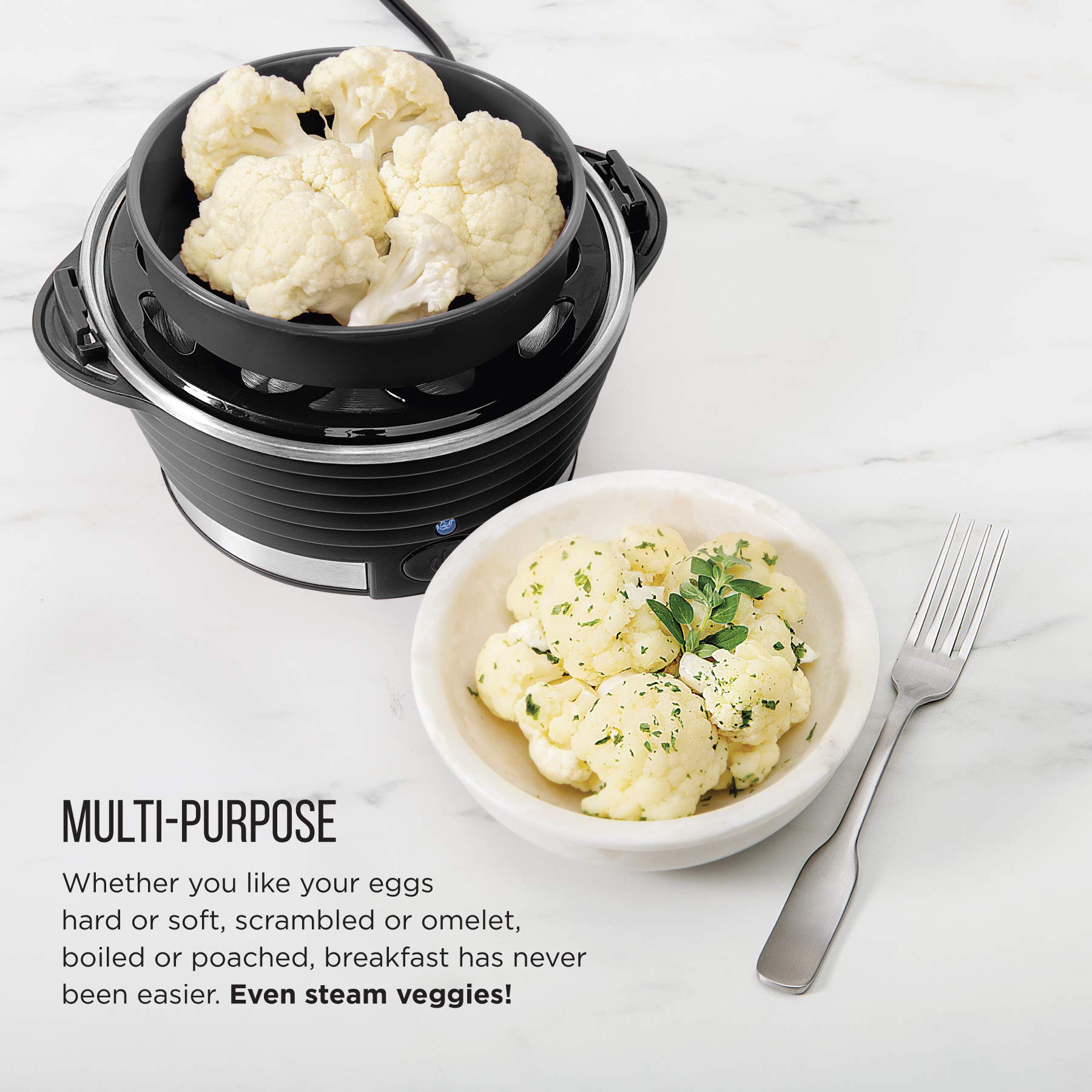 Chefman Egg-Maker Rapid Poacher, Food & Vegetable Steamer, Quickly Makes Up To 6, Hard, Medium Or Soft Boiled, Poaching/Omelet T