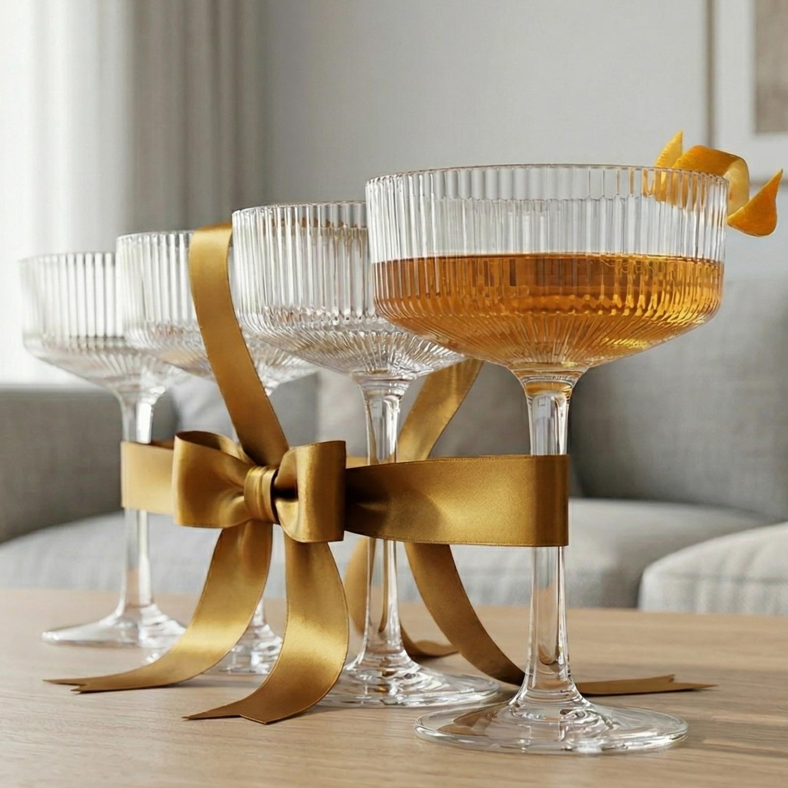 Barcelona Acrylic Champagne Coupe Cocktail Glassware, Set of 4