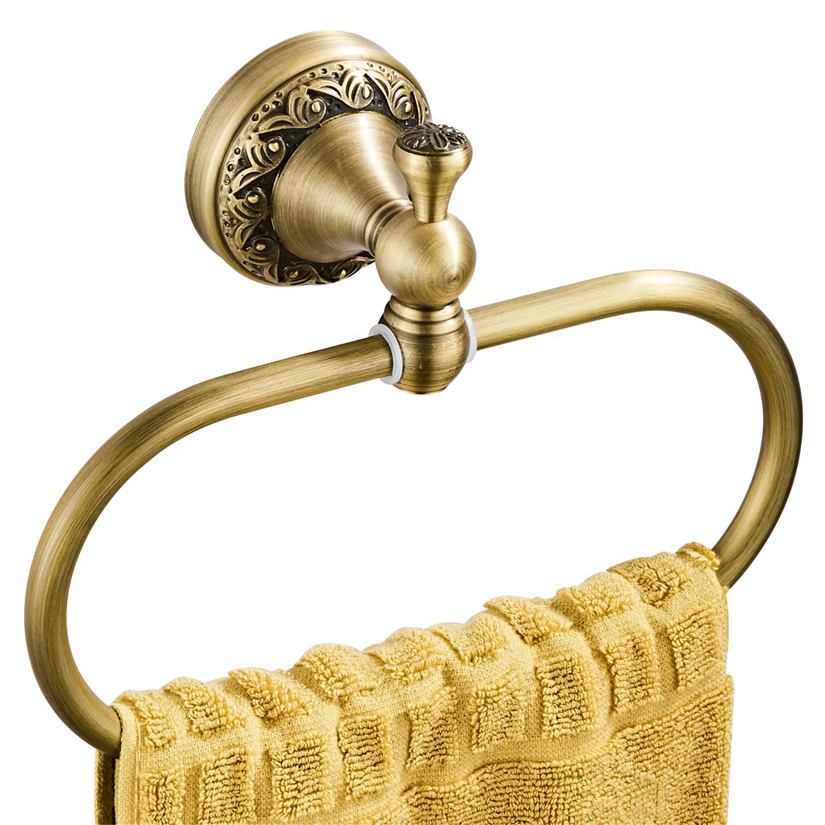 Flybath Oval Towel Ring Antique Brass Exquisite Pattern Carving Hanger Hand Towel Holder For Bathroom Kitchen Accessories Wall M
