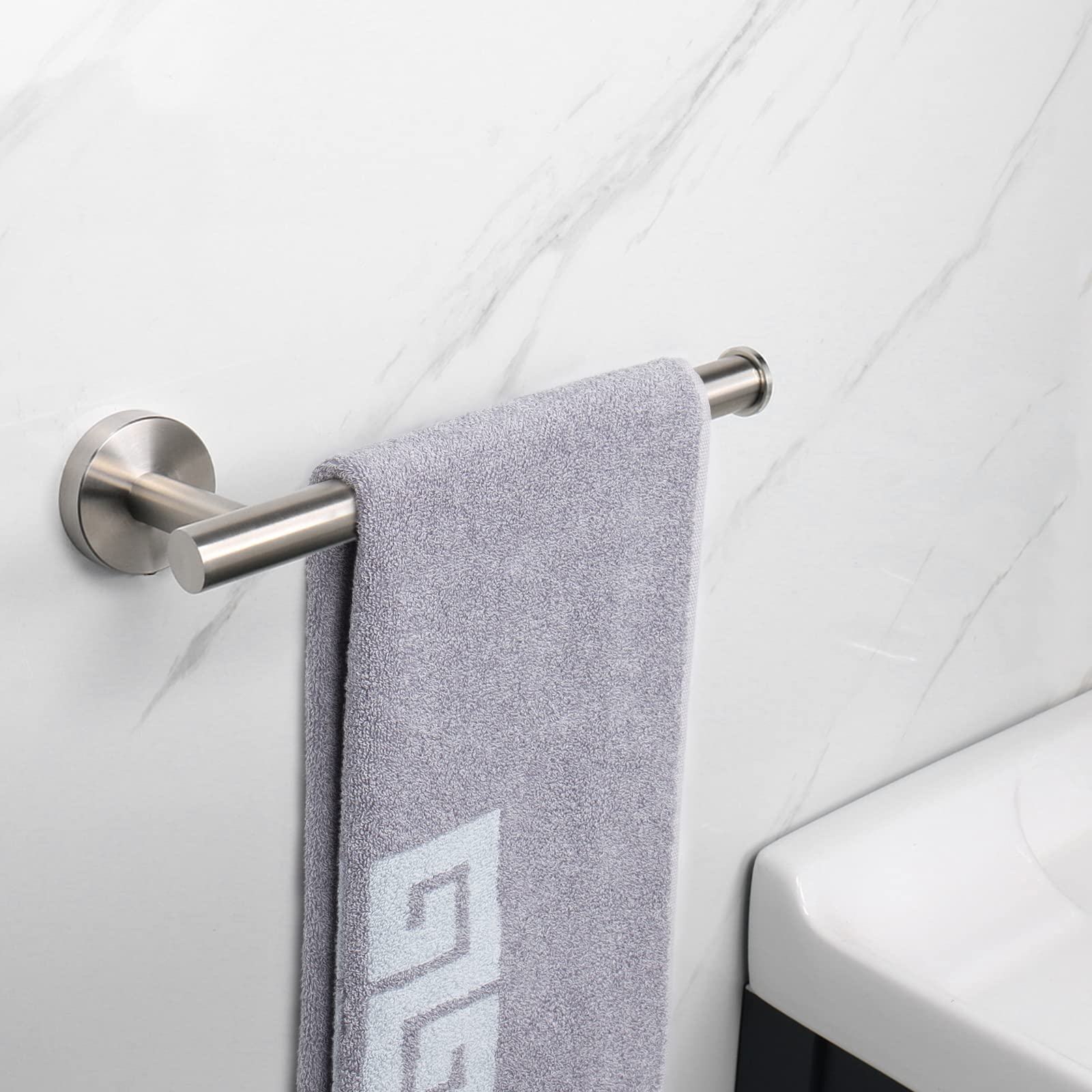 NearMoon Hand Towel Holder/Towel Ring  Thicken Stainless Steel Hand Towel Bar for Bathroom  Rustproof Wall Mounted Towel Rack  Contemporary Style Bath Accessories  9 Inch (1 Pack  Brushed Nickel)