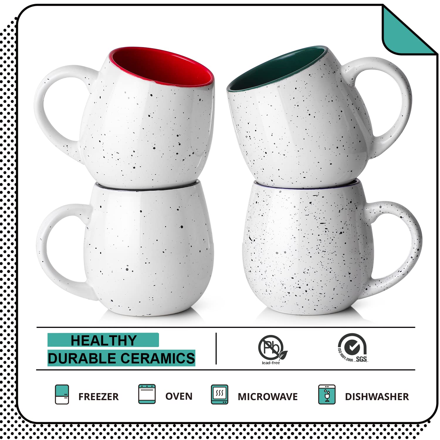 Lifver 20 Ounces Coffee Mugs Set Of 4, Large Ceramic Coffee Mugs With Handles For Coffee Tea Hot Cocoa, Valentines Day Gifts For