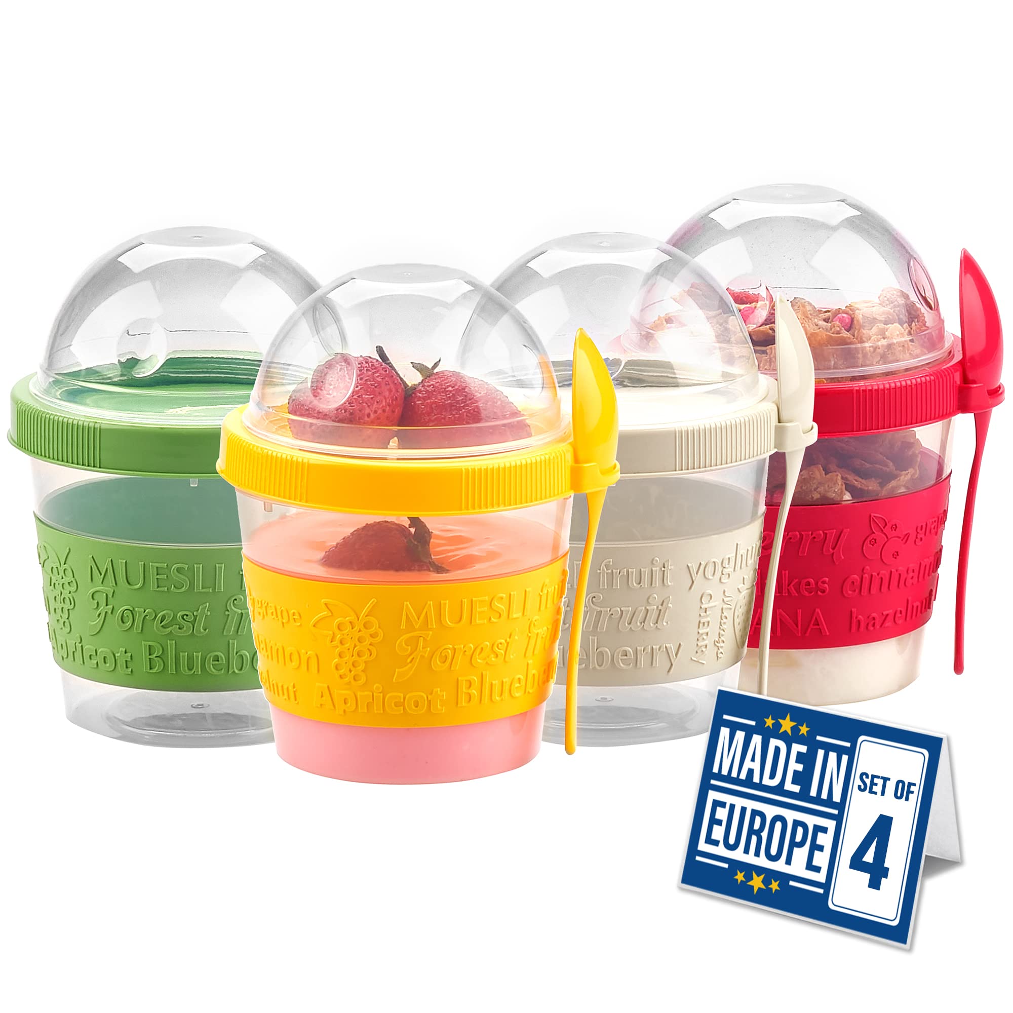 Crystalia Yogurt Parfait Cups With Lids, Mini Breakfast On The Go Plastic Bowls With Topping Cereal Oatmeal Or Fruit Container W
