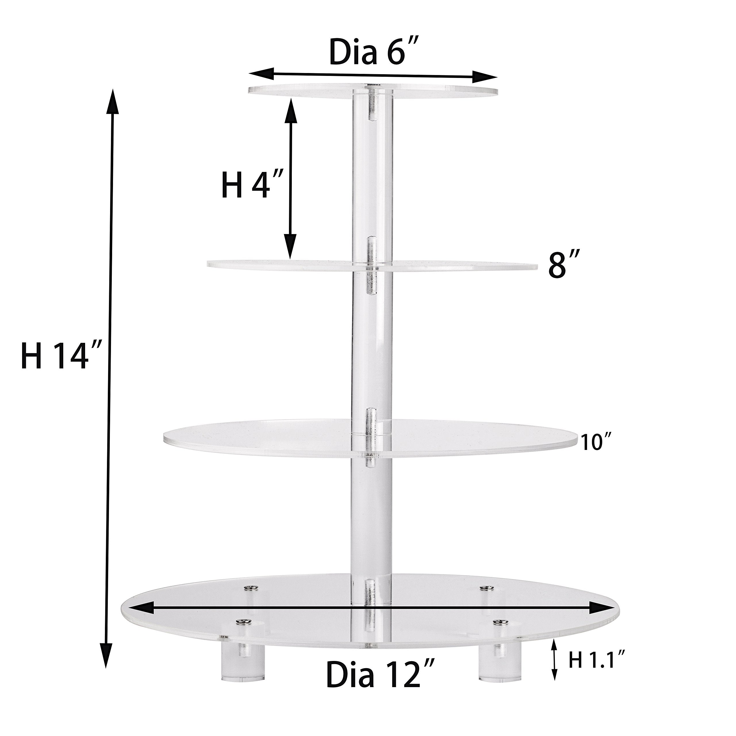 YestBuy 4 Tier Round Acrylic Cupcake Stand with Base  Premium Cupcake Holder  Acrylic Cupcake Tower Display Cady Bar Party D