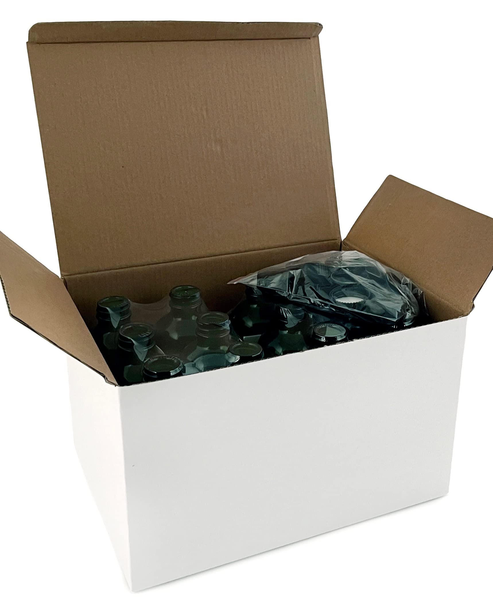 Vivaplex, 12, Green, 8 Oz Glass Bottles, With Lids