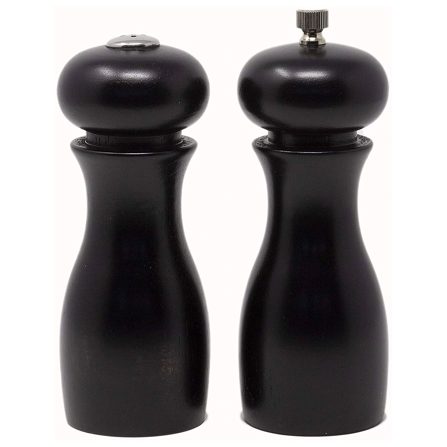 Olde Thompson Since 1944 Caffe Wood Salt & Pepper Mill Set, 6'', Black
