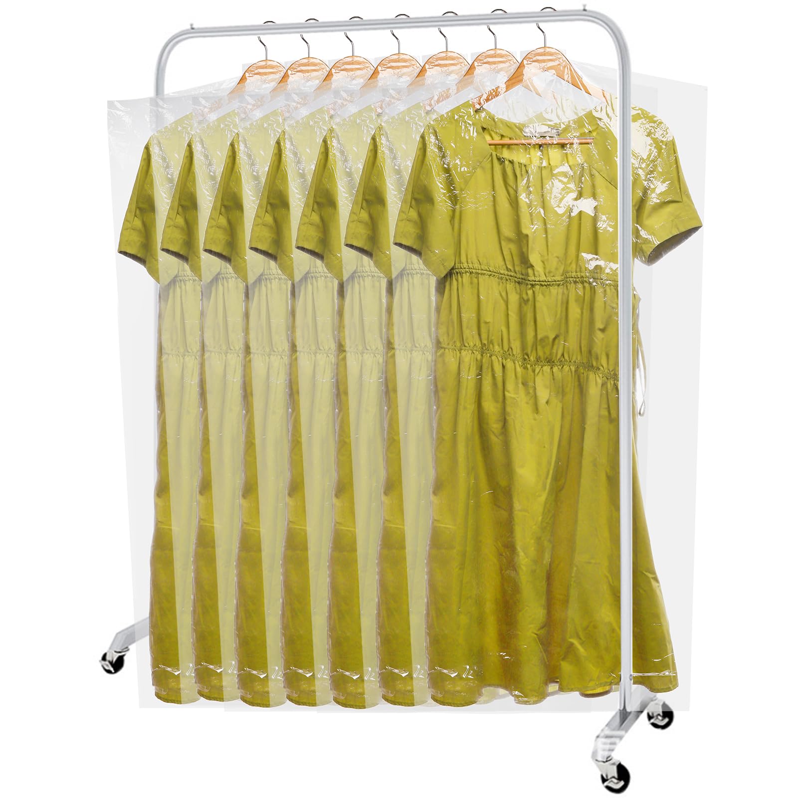 Avla 50 Pack Plastic Garment Bags, Clear Dry Cleaner Bags, Dry Cleaning Hanging Clothes Cover, Transparent Coat Suit Dust Cover