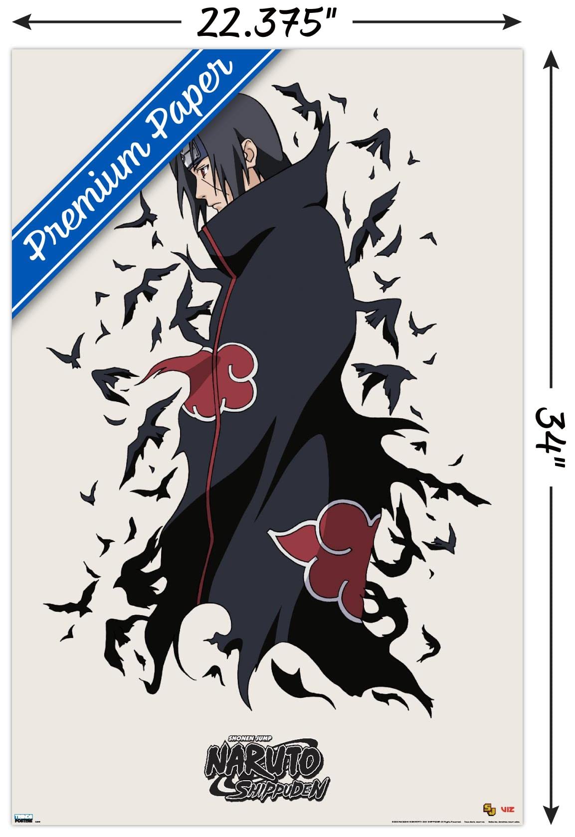 Trends International Naruto Shippuden - Itachi Wall Poster, 22.375'' X 34'', Premium Poster & Clip Bundle