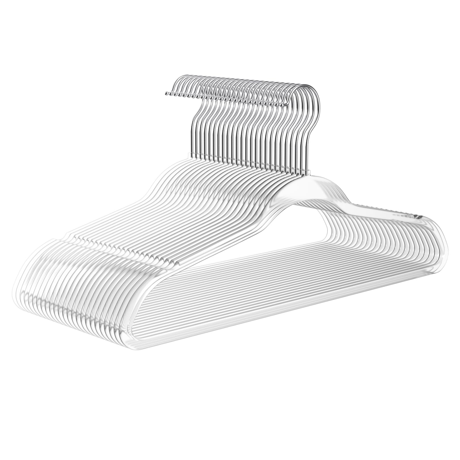 Premium Clear Invisible Acrylic Hangers,Crystal Plastic Hangers,Clear Hangers 50 Pack Ultra Slim & Space Saving Suit Hangers For