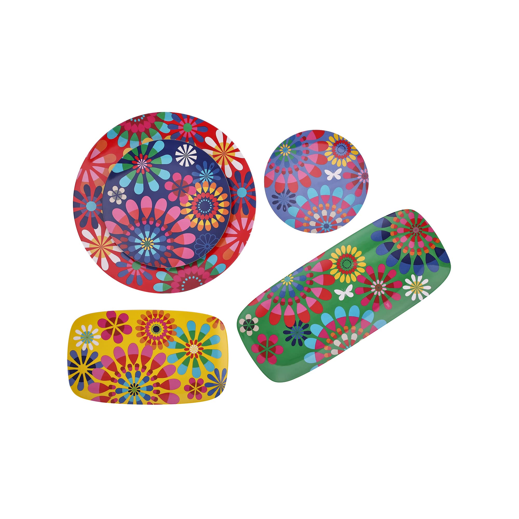 French Bull Plates - 4 Piece Set - 9 inch Melamine Salad Plates Set of 4 - Melamine Dinnerware for Indoor and Outdoor - Festival