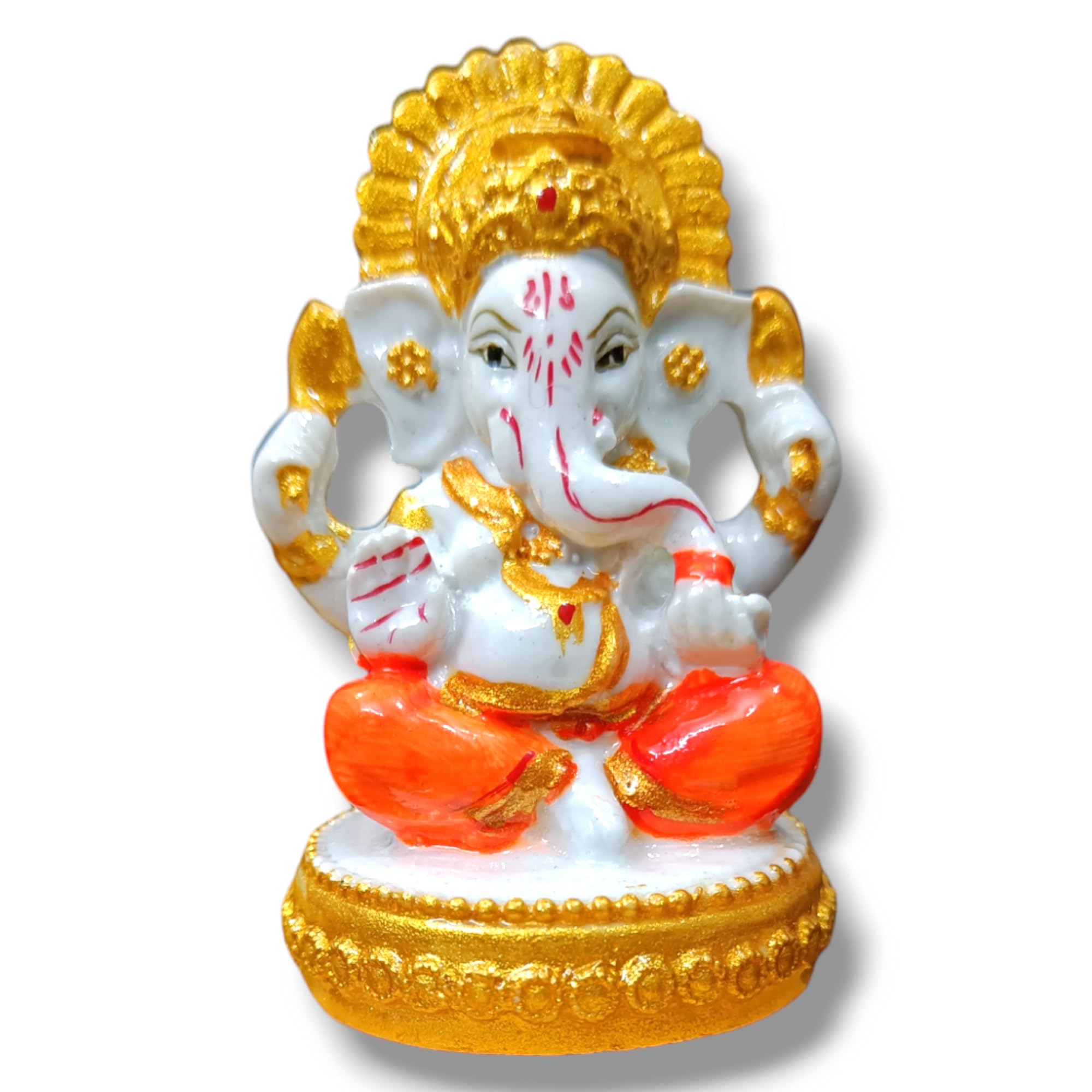 Avg Artistry -Ganesh Ji Idol - Resin/Marble Statue For Ganesh Chaturthi Celebrations And Home Decor