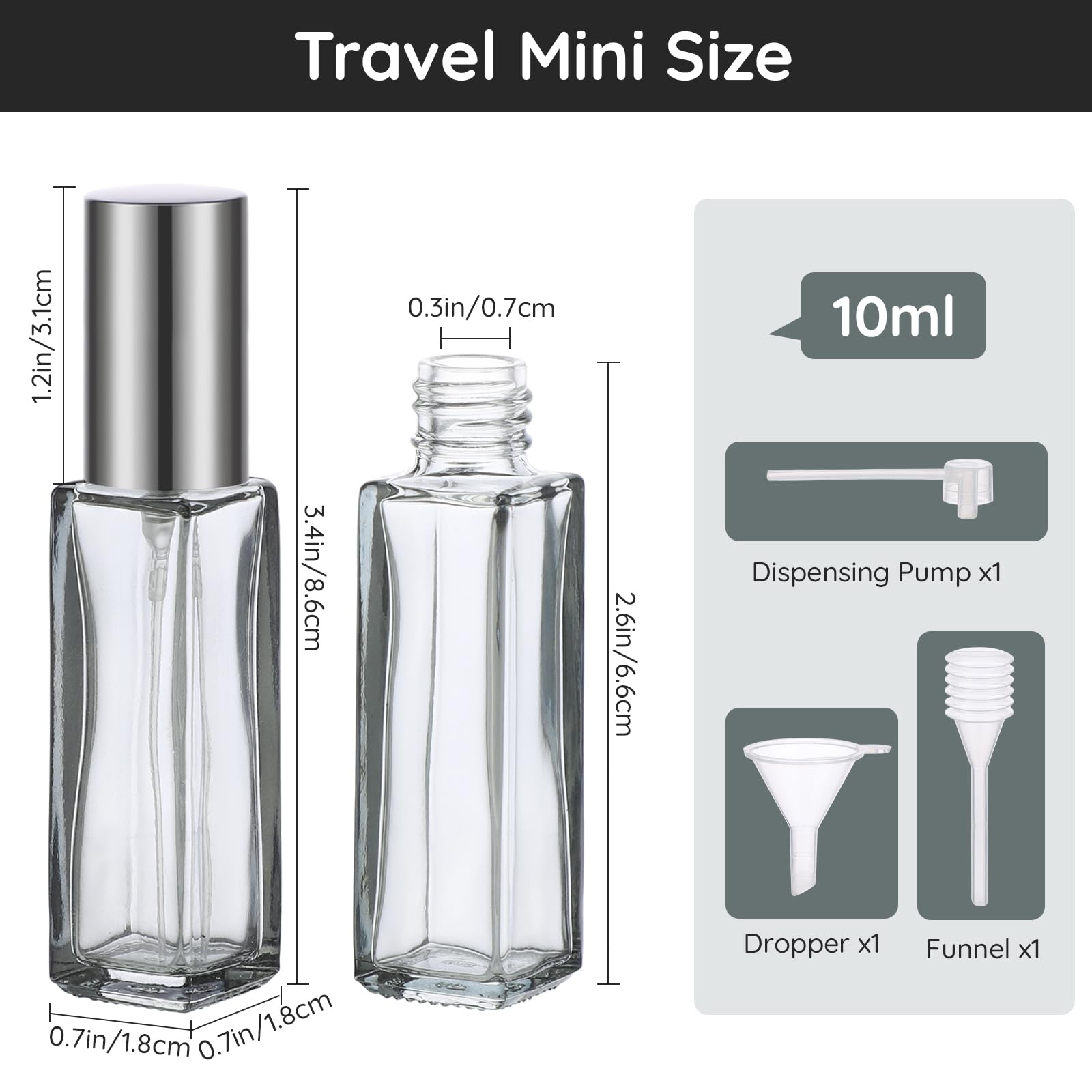 Segbeauty Travel Perfume Bottle Refillable, Empty Mini Portable Perfume Atomizer With Funnel, 5 Set Of 10Ml Glass Spray Bottle F