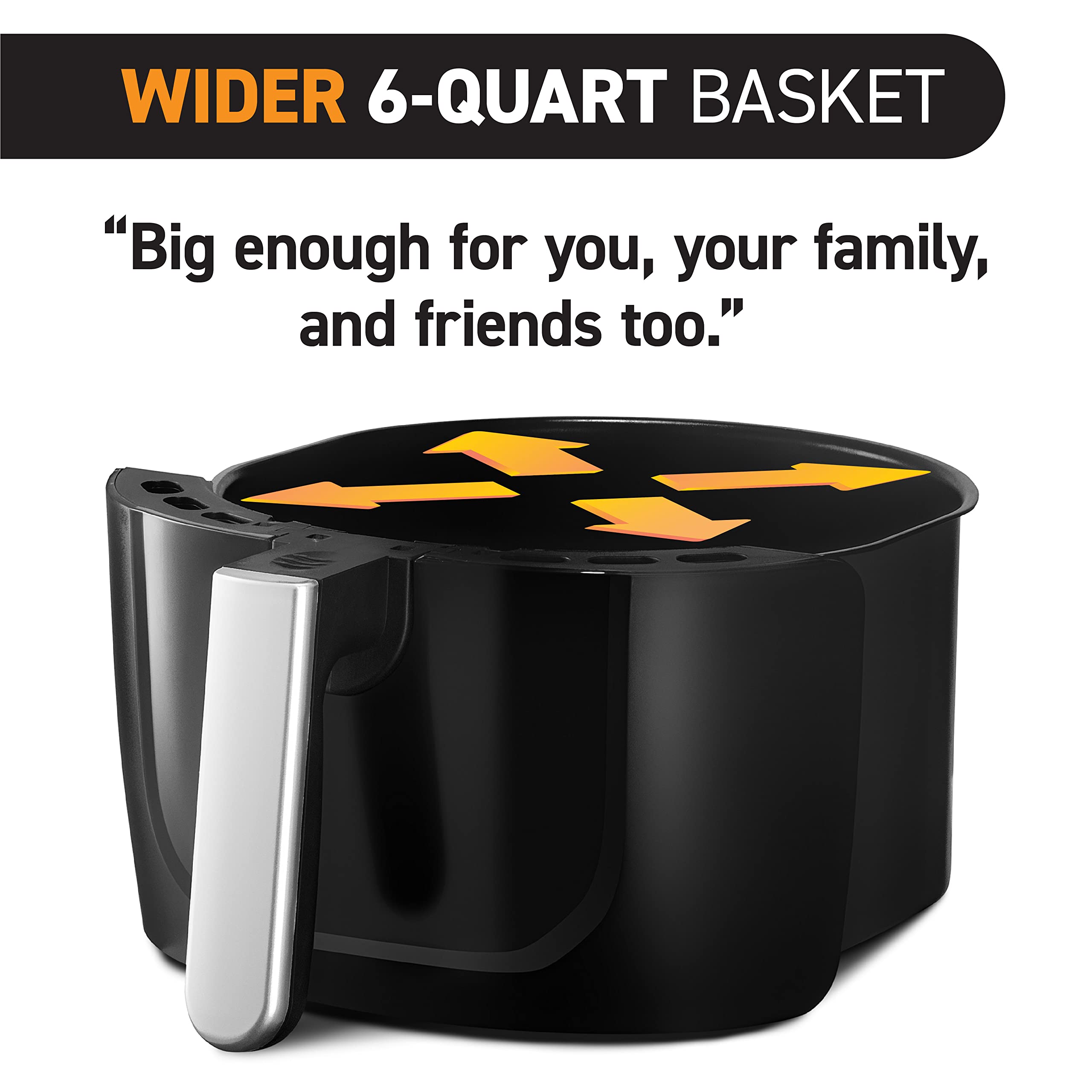Gourmia Air Fryer Oven GAF686 - 6 Qt. Digital Display, 1500W, Black & Stainless Steel, 12 Cooking Presets