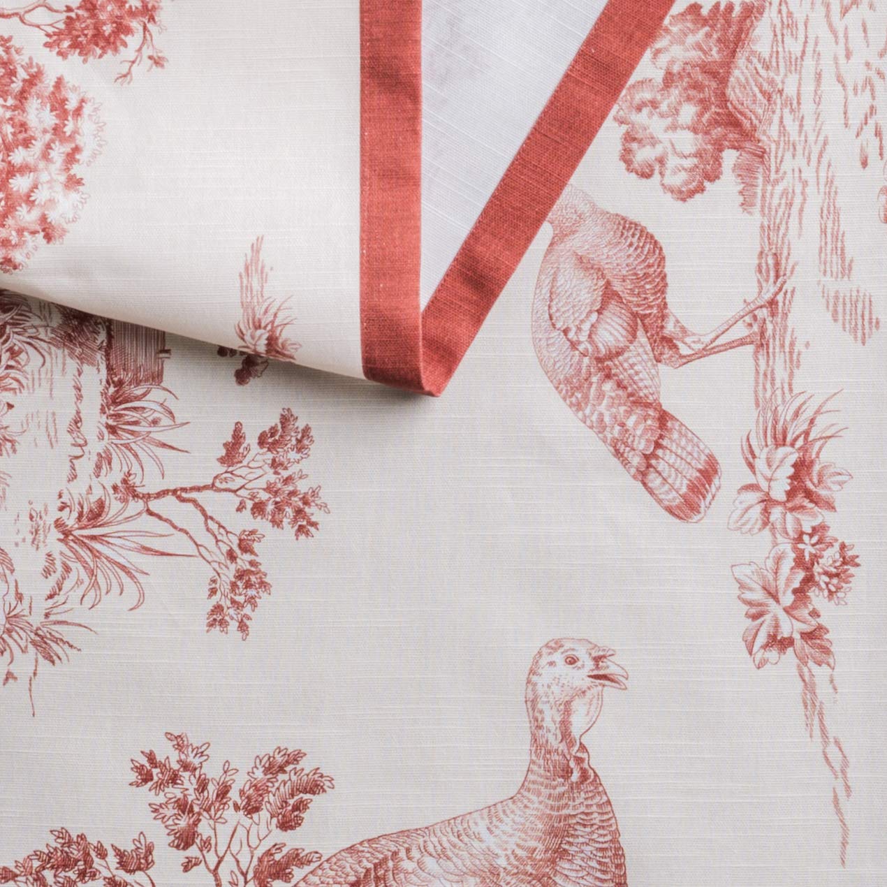 Maison D' Hermine Tablerunner 100% Cotton 14.50Inch X 60Inch Decorative Table Runner, Dining, Holiday, Buffet, Holy Jouy - Red (
