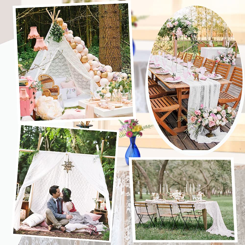 Wedding White Lace Tablecloth Exquisite Wedding Tablecloth Lace Fabric 60X120 Inches Vintage Lace Overlay For Rectangle Outdoor