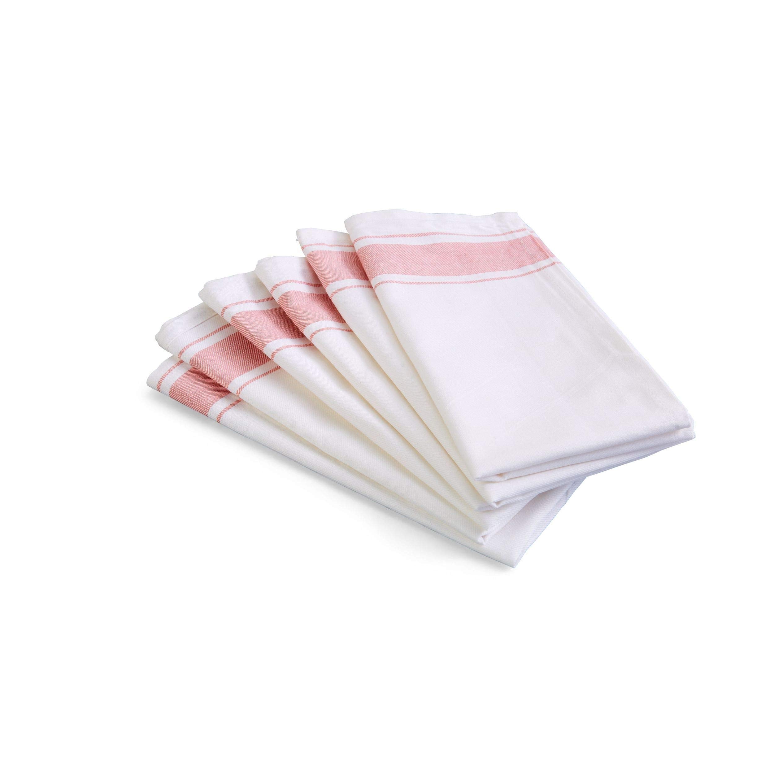 Kozy Kitchen Bistro Stripe Napkins, 100% Cotton 20-Inch By 20-Inch Napkin, Pink Stripe Cloth Napkin (Pink, 6)