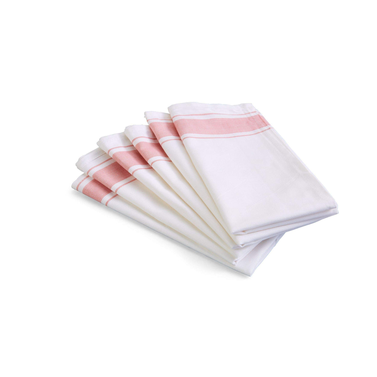 Kozy Kitchen Bistro Stripe Napkins, 100% Cotton 20-Inch By 20-Inch Napkin, Pink Stripe Cloth Napkin (Pink, 6)