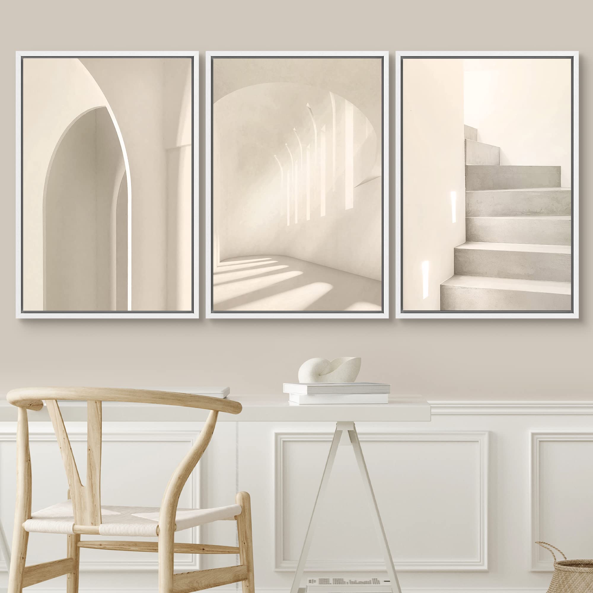 Signwin Framed Canvas Print Wall Art Set Geometric Duotone Architecture Variety Abstract Shapes Illustrations Modern Art Decorat