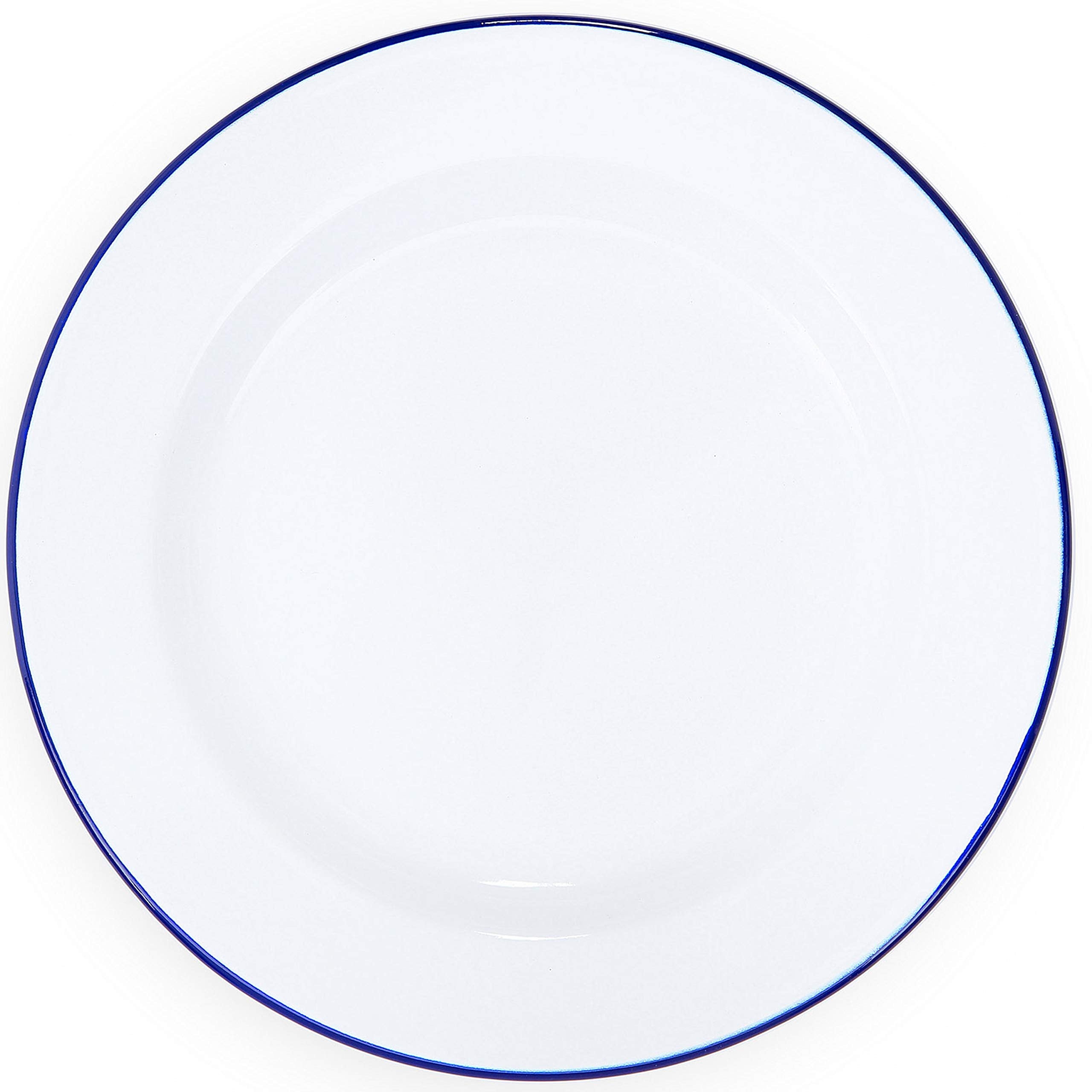 Enamelware Dinner Plate, 10.25 inch, Vintage White/Blue (Set of 4)
