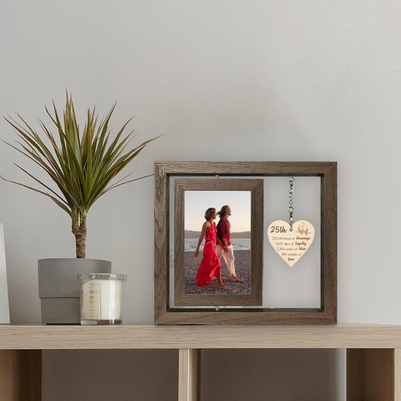 EYITUPC 25 Year Wedding Anniversary Picture Frame Gifts, 25th Anniversary Frame Gifts for Couple Wife Husband (Display Two 4x6)