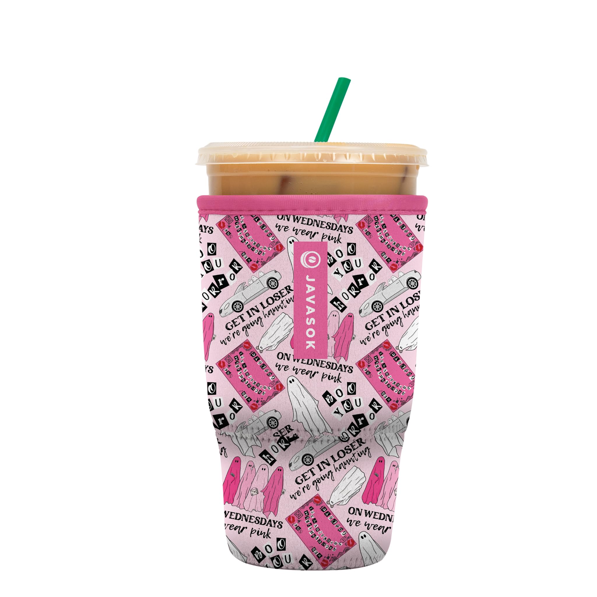 Sok It JavaSok Iced Coffee & Cold Soda Insulated Neoprene Cup Sleeve (She Doesnt Even Ghost Here, Large: 30-32oz)