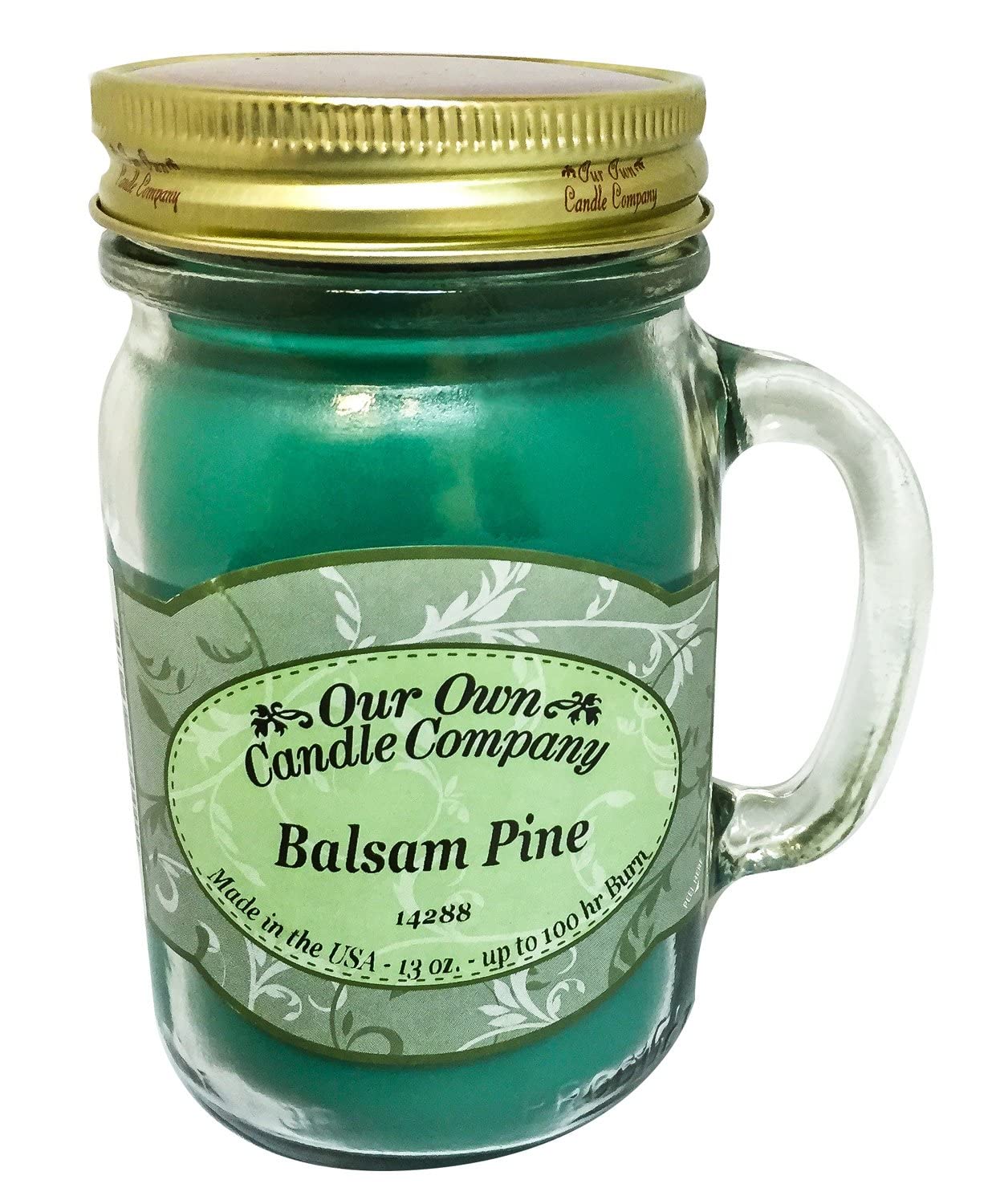 Our Own Candle Company, Balsam Pine Scented Mason Jar Candle, 100 Hour Burn Time, Made in The USA - 13 Ounces