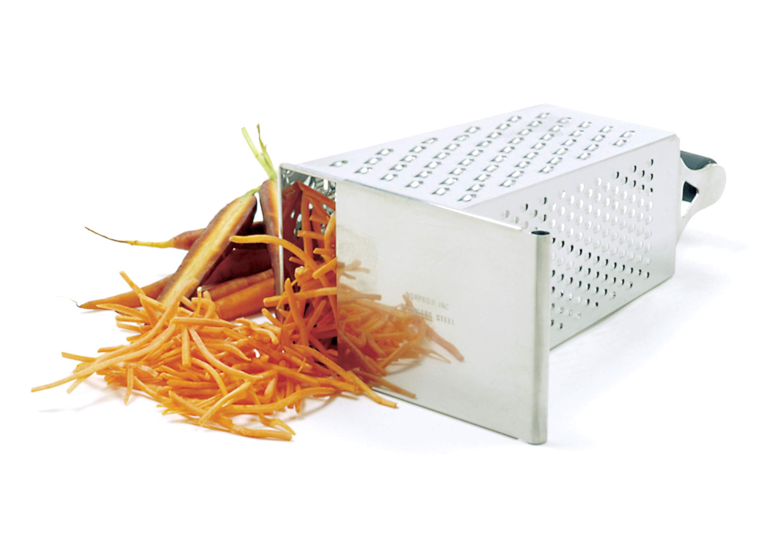 Norpro Silver Grip-EZ Stainless Steel Grater with Catcher, 10in - Model 343, Silver Finish