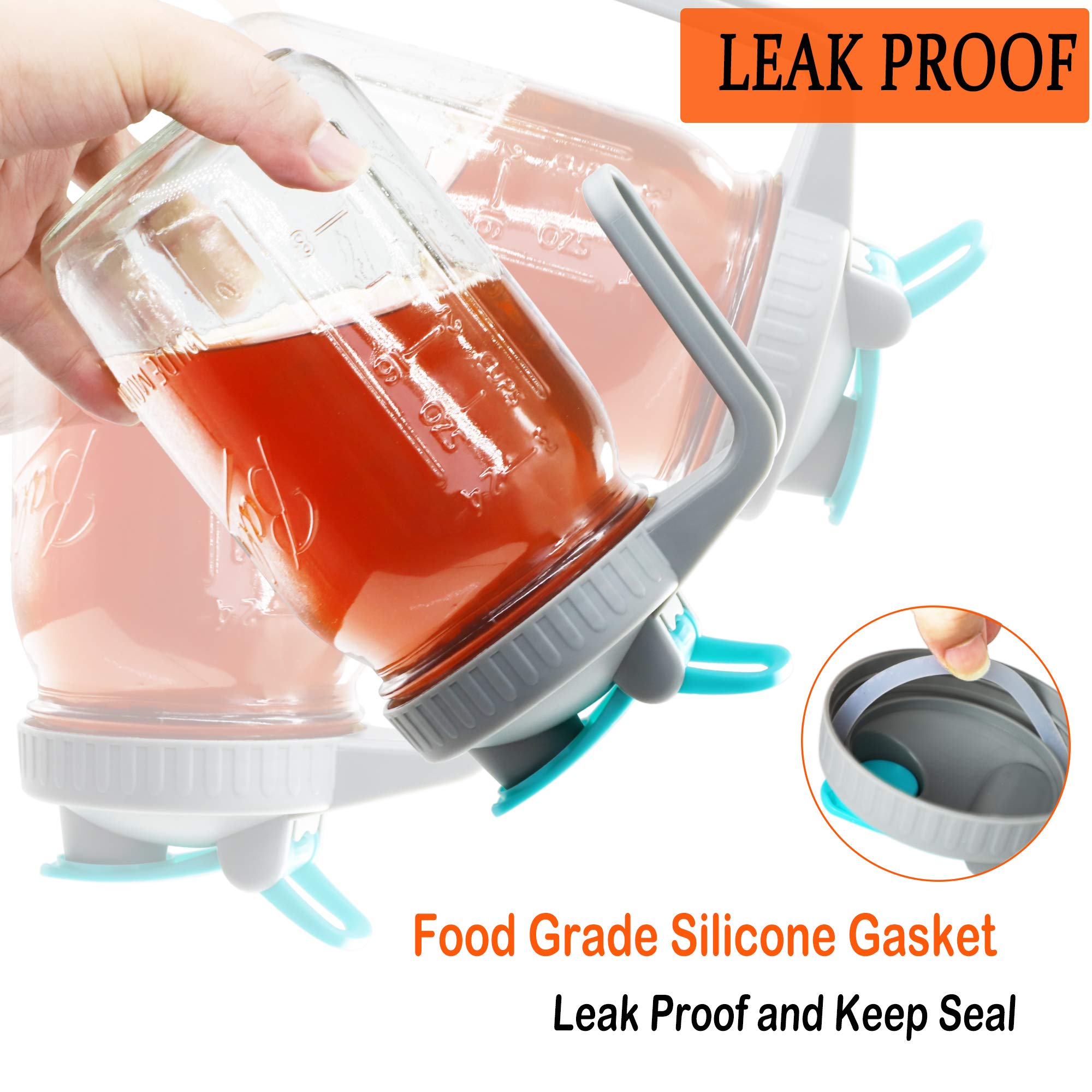 Mason Jar Pitcher 32 Oz Wide Mouth With Handle And Pour Spout Lids, Leak Proof 1 Quart Glass Pitchers With Flip Cap Airtight Wat