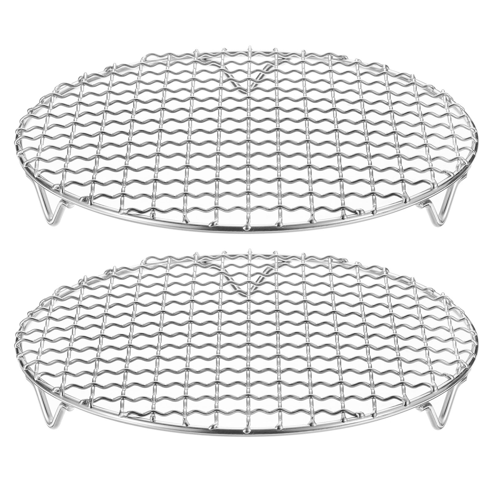 HARFINGTON 2pcs Round Cooking Rack 8.3inch 201 Stainless Steel Cross Wire Barbecue Grill Net with 20mm Legs for Cooking Baking 
