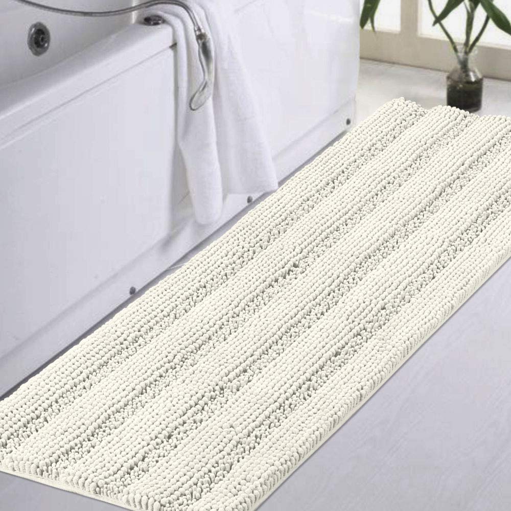 Turquoize Bath Rug Runner Chenille Bath Rugs For Bathroom Non Slip Bathroom Rug Bath Mat Soft Water Absorbent Thick Shaggy Floor
