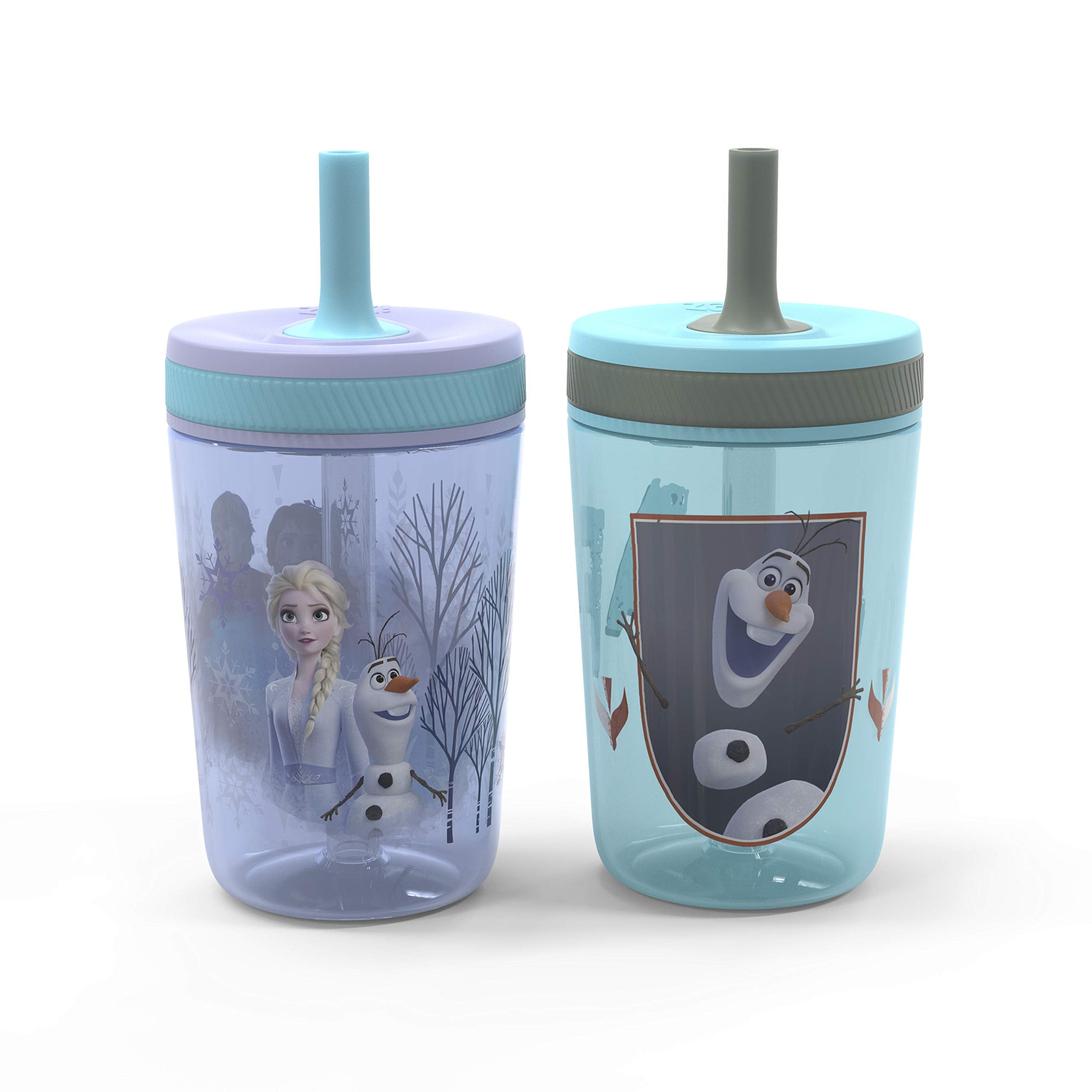 Zak Designs Disney Frozen II Movie Kelso Tumbler Set, Leak-Proof Screw-On Lid with Straw, Made of Durable Plastic and Silicone, 