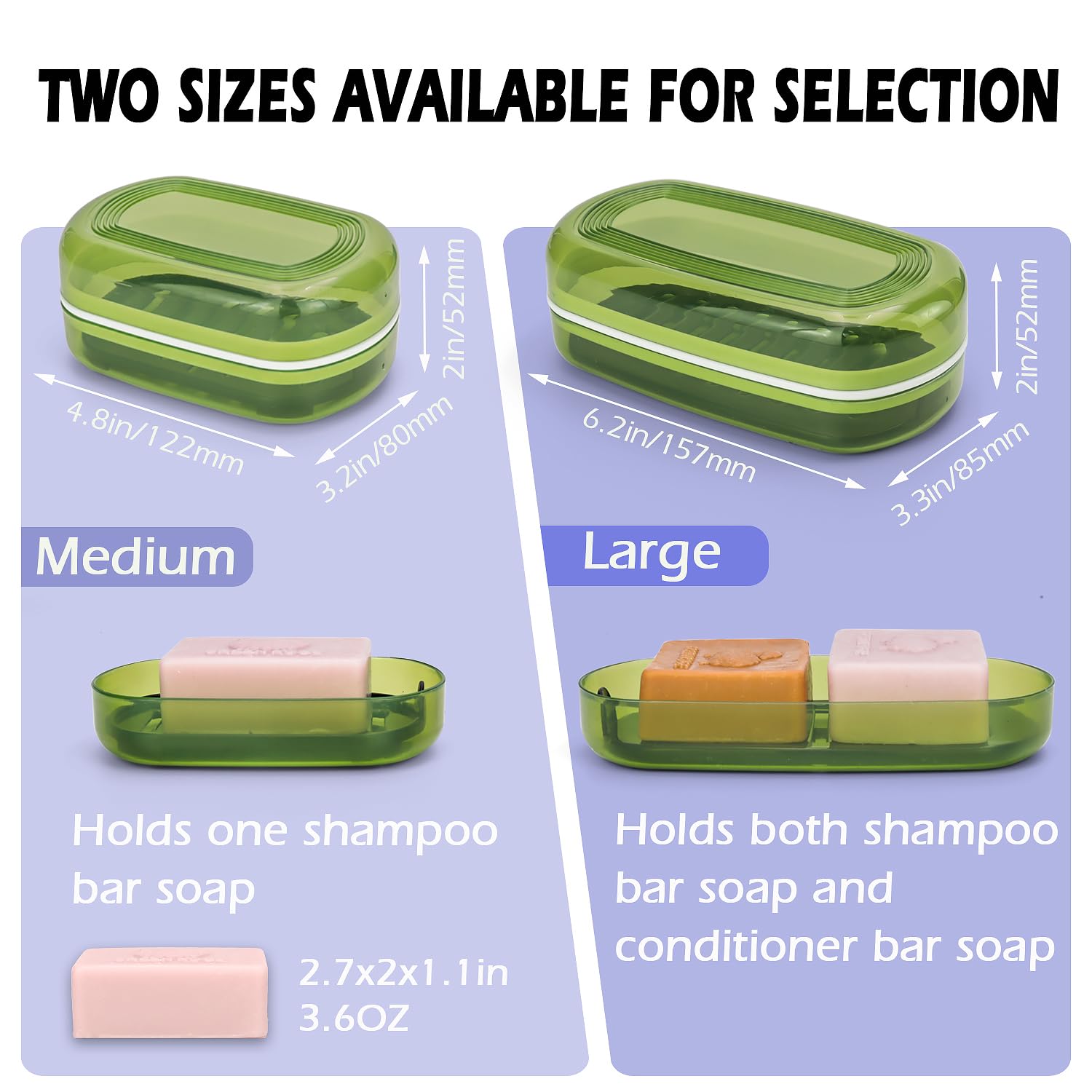 Aidimming Shampoo Bar Holder, Travel Soap Case,Large Shampoo & Conditioner Bar Soap Dish, Soap Box For Facial Cleansing Bar, Soa