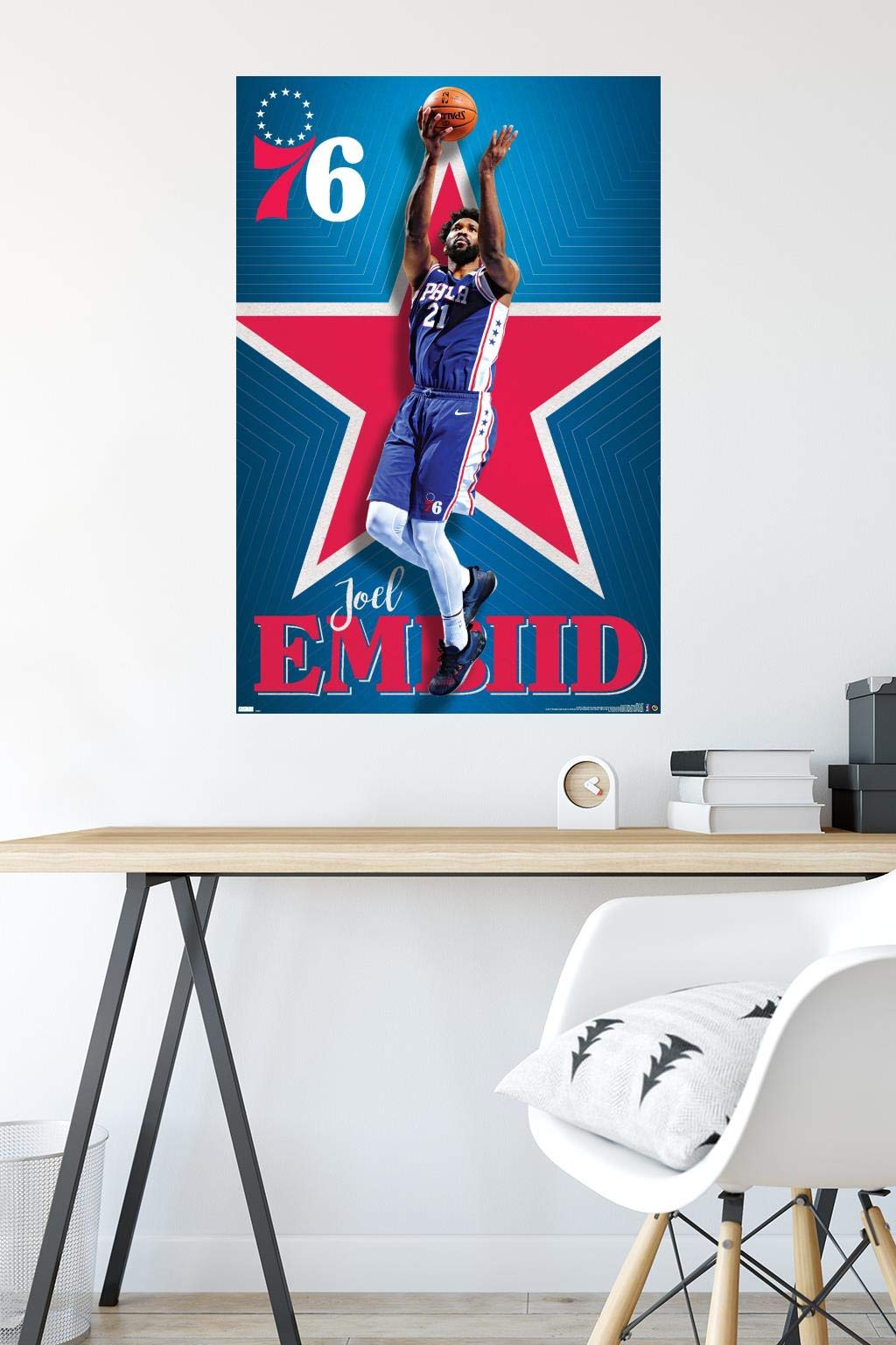 Trends International Nba Philadelphia 76Ers - Joel Embiid 20 Wall Poster, 22.37'' X 34.00'', Premium Unframed Version