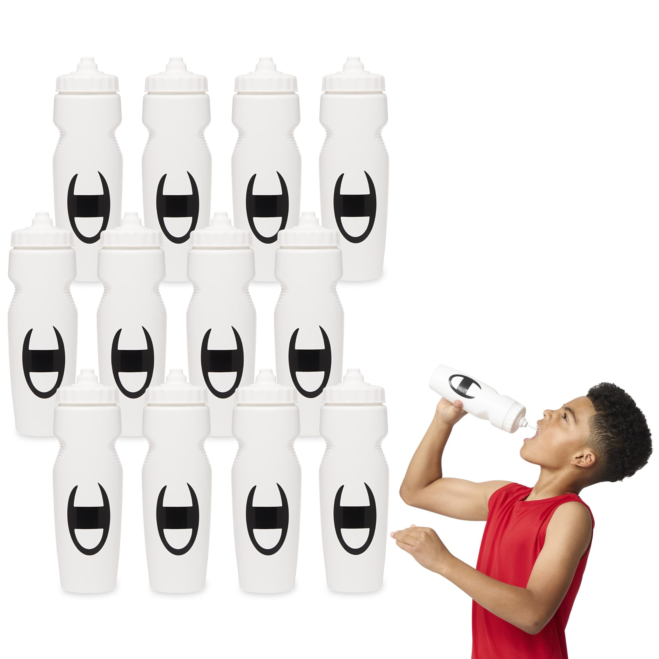 Champion Quench Squeeze Water Bottle, BPAFree, 24oz (White)