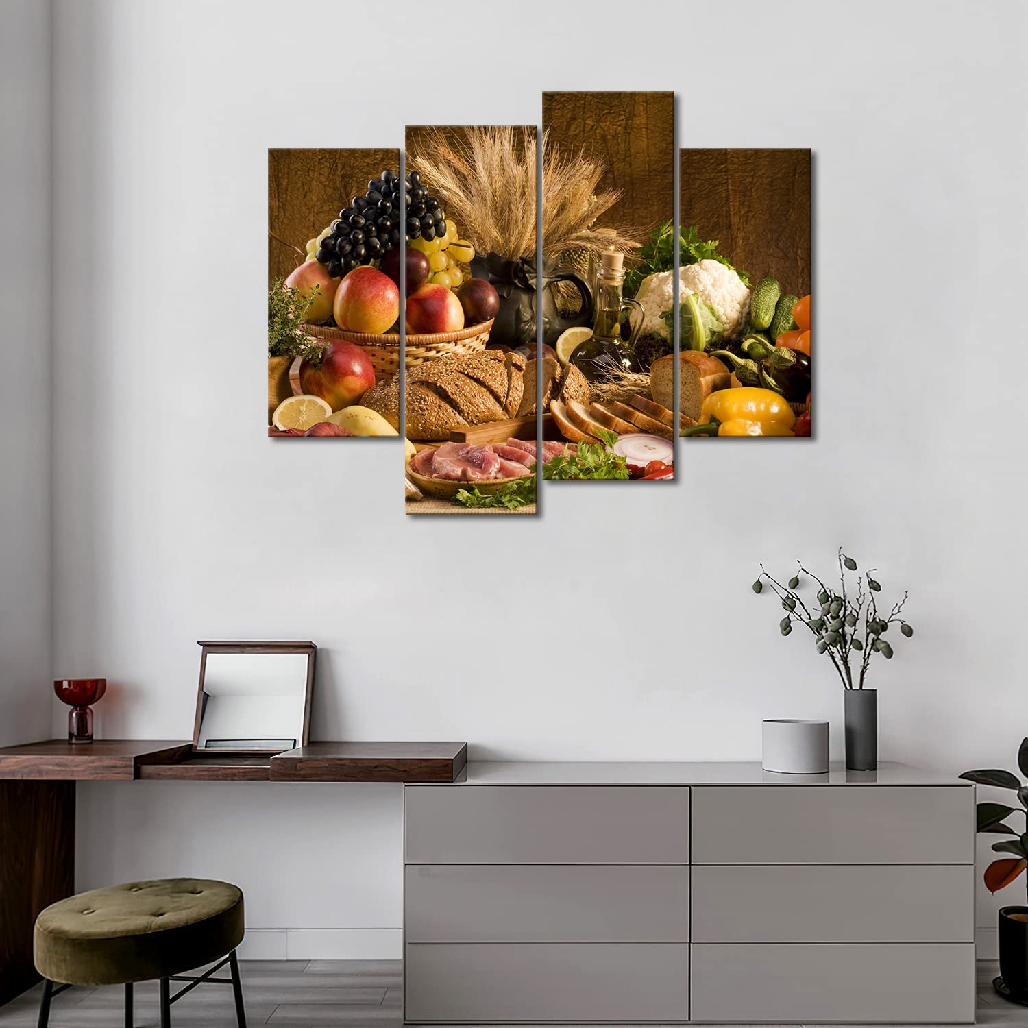 First Wall Art Modern 4 Panels Canvas Fresh Fruit On The Table Kitchen Wall Art Painting The Picture Print On Canvas Food Pictures Colorful