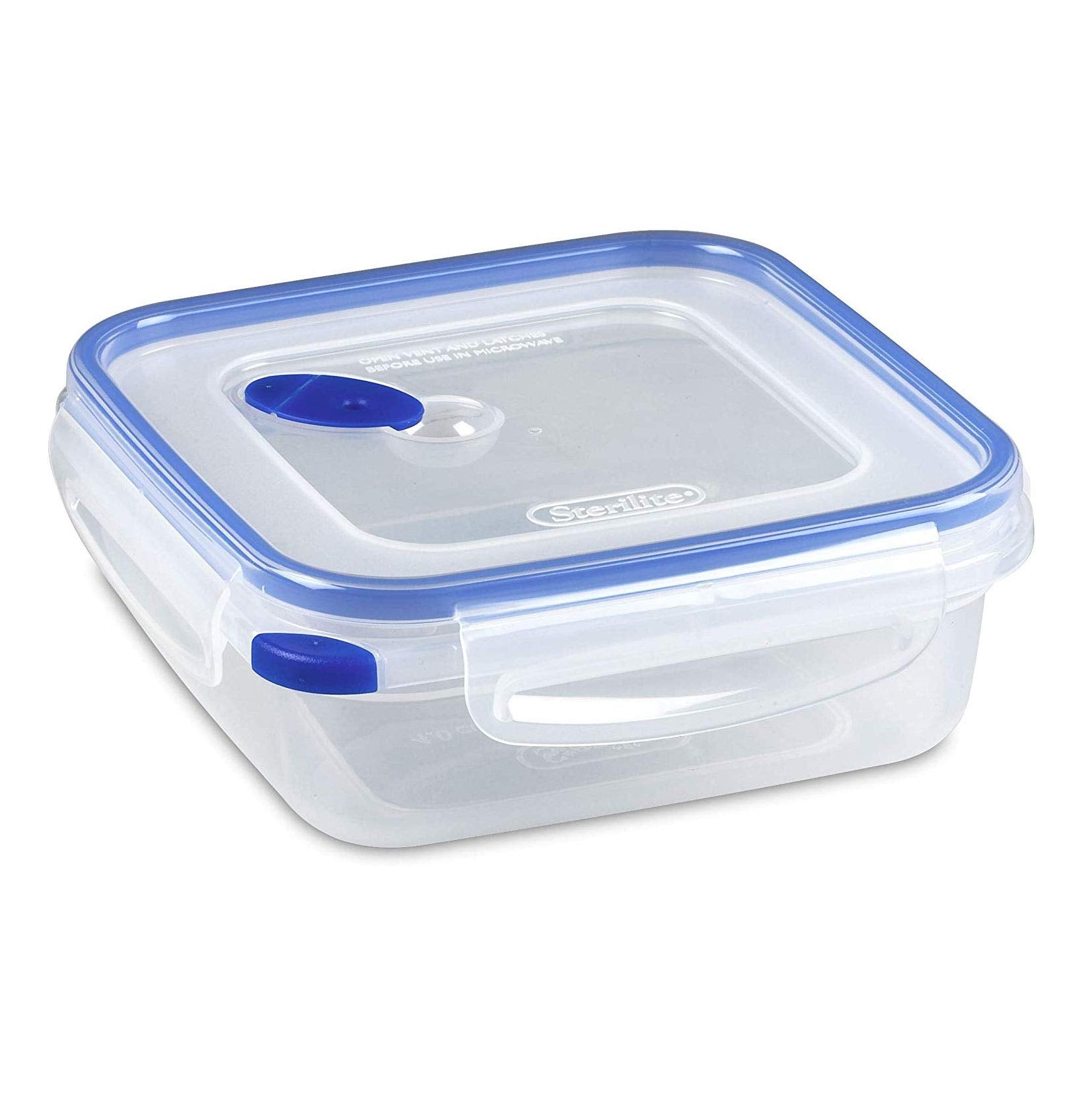 Sterilite 03314706 Ultra Seal 4.0 Cup Square Food Storage Container, Clear And Blue