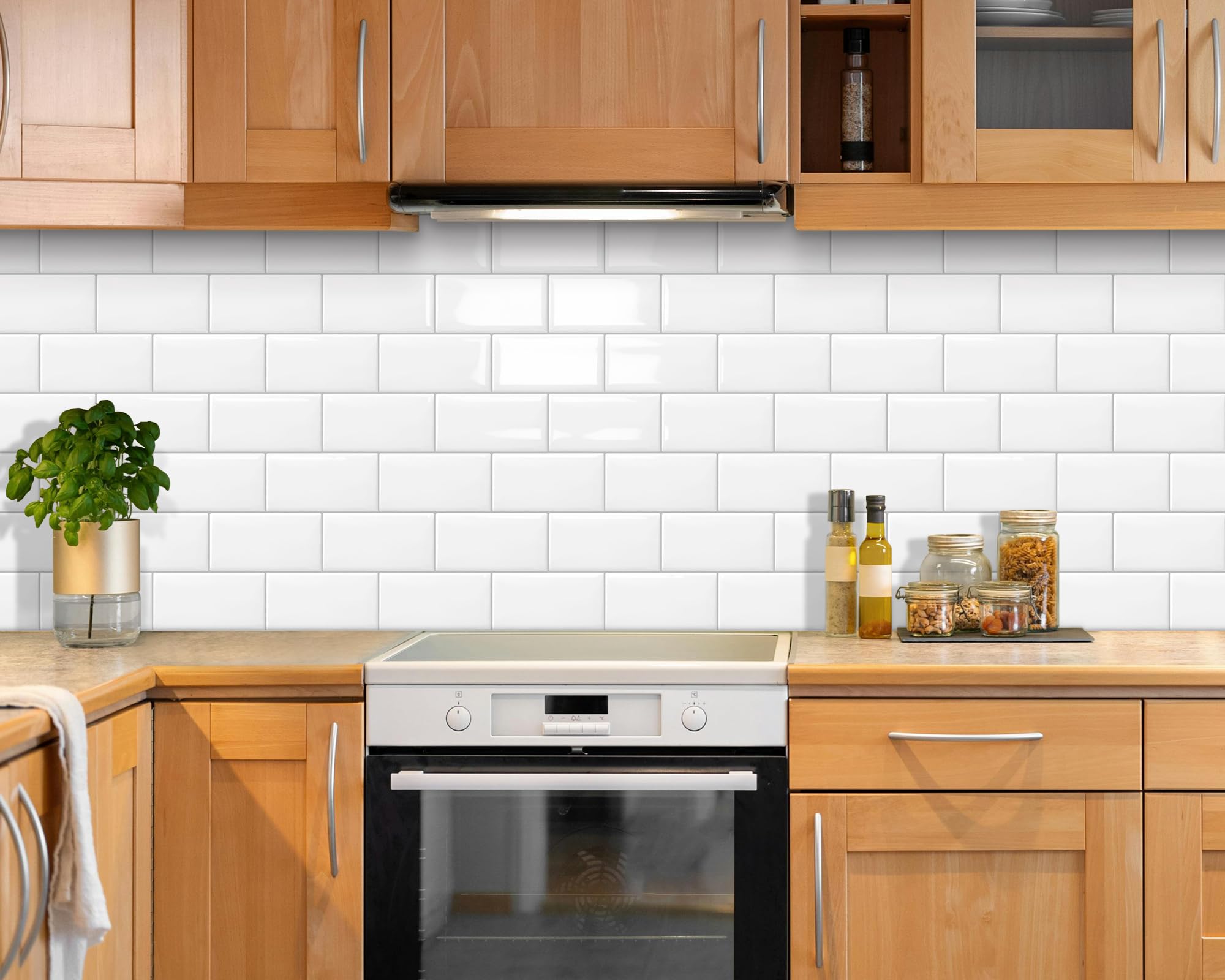 DEWOO 10 Thick White Subway Tile Peel and Stick Backsplash Self-Adhesive Wall Tiles for Kitchen and Bathroom