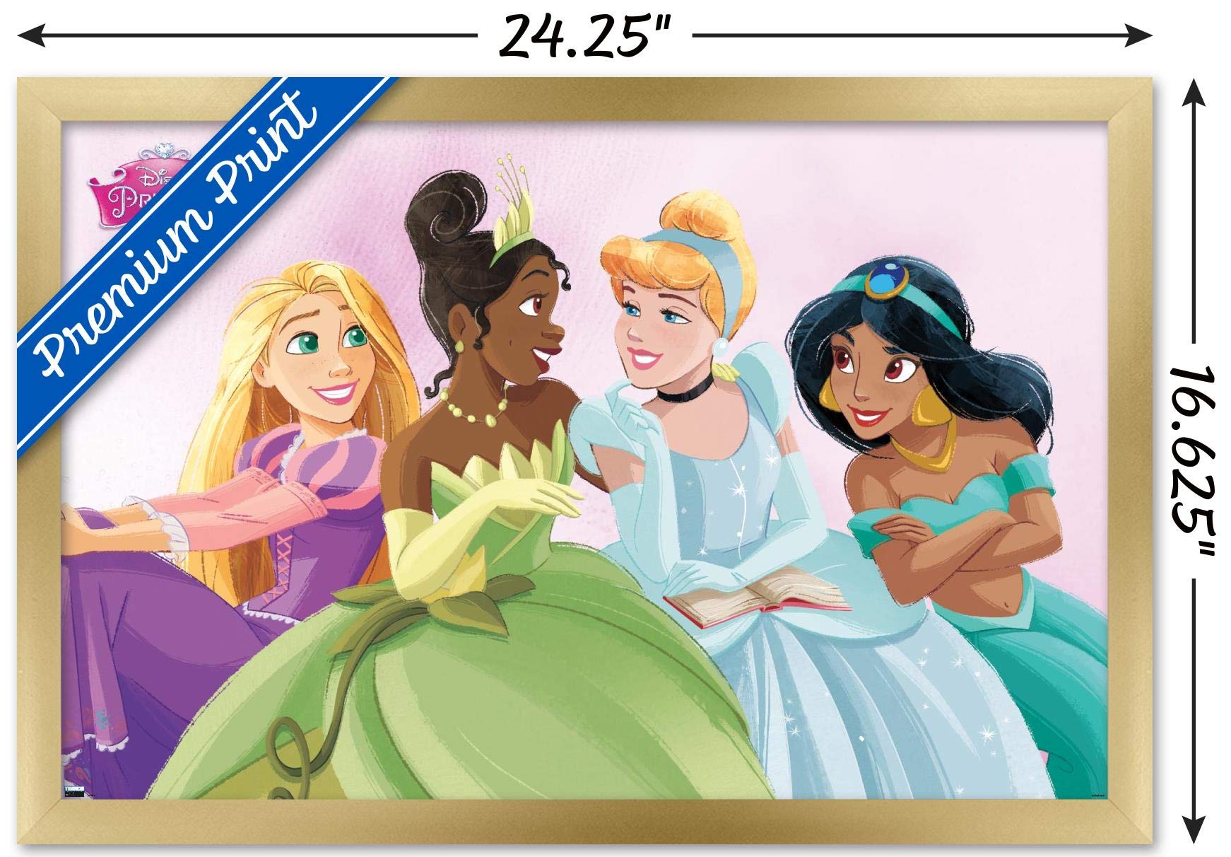 Trends International Disney Ultimate Princess Celebration-Group Wall Poster, 14.725'' X 22.375'', Gold Framed Version