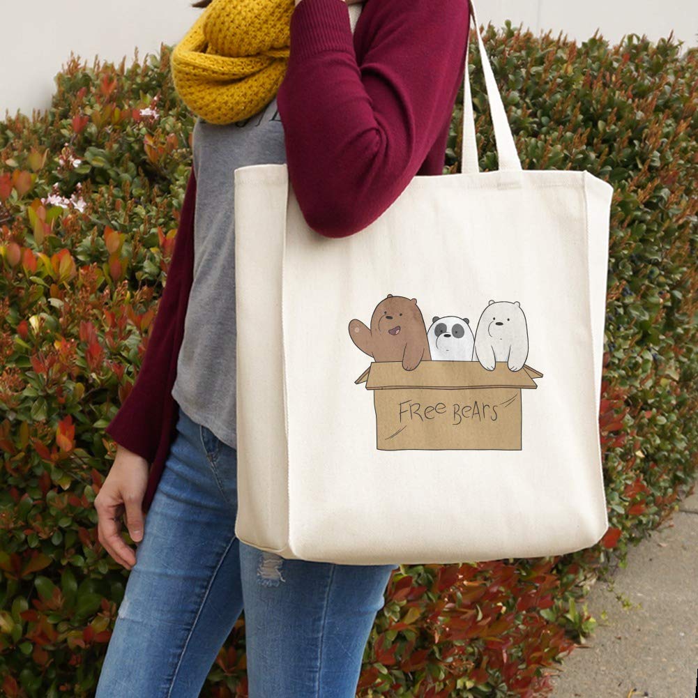 Graphics & More We Bare Bears Baby Bears Grocery Travel Reusable Tote Bag