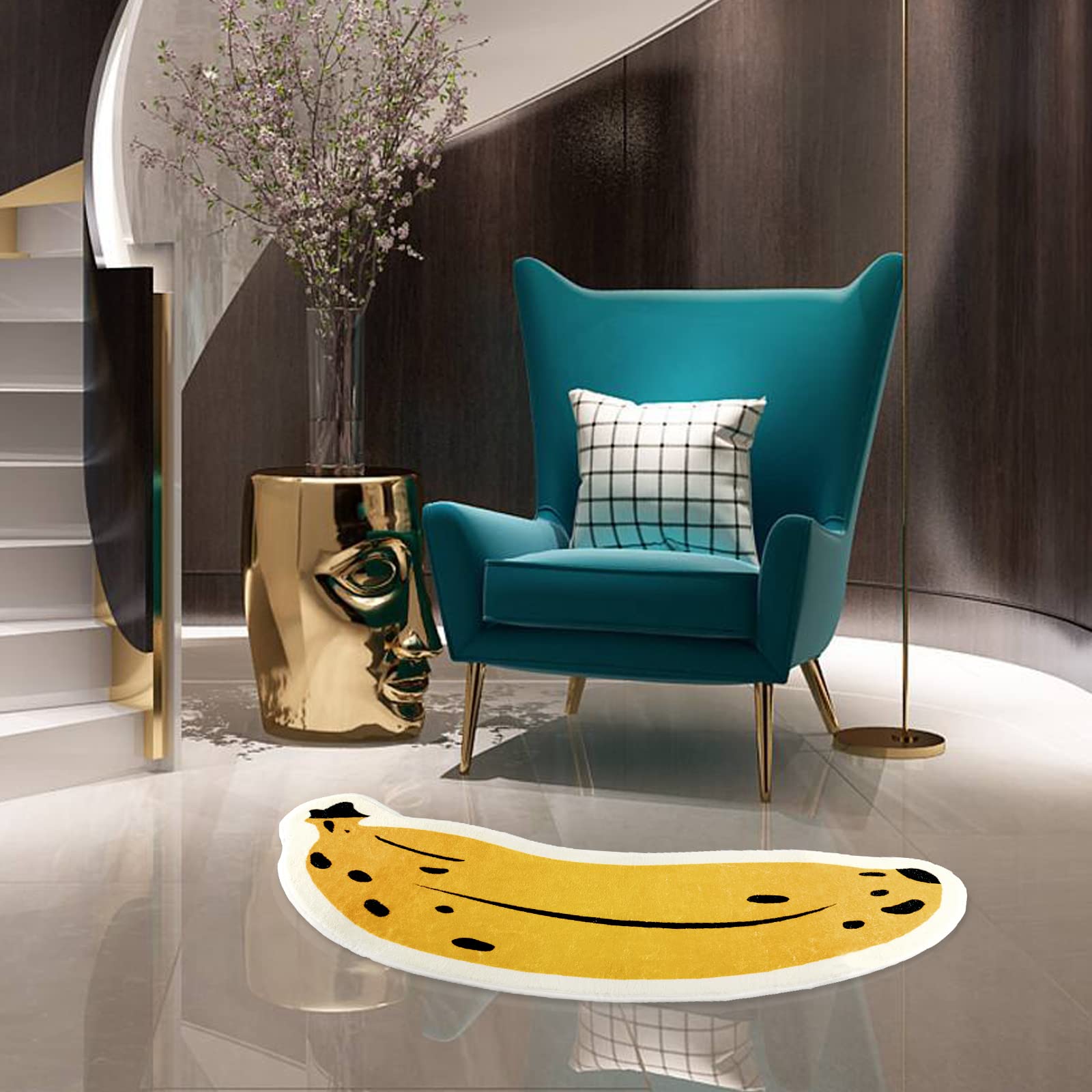 Banana Bath Rugs for Bathroom Non Slip Super Absorbent Bath Mat for Floor Bathmats Washable Yellow Cartoon Bathrugs Carpet Soft Shower Tub Rugs Thick Kitchen Doormat Home Decor 17.7x39.4inch/45x100cm