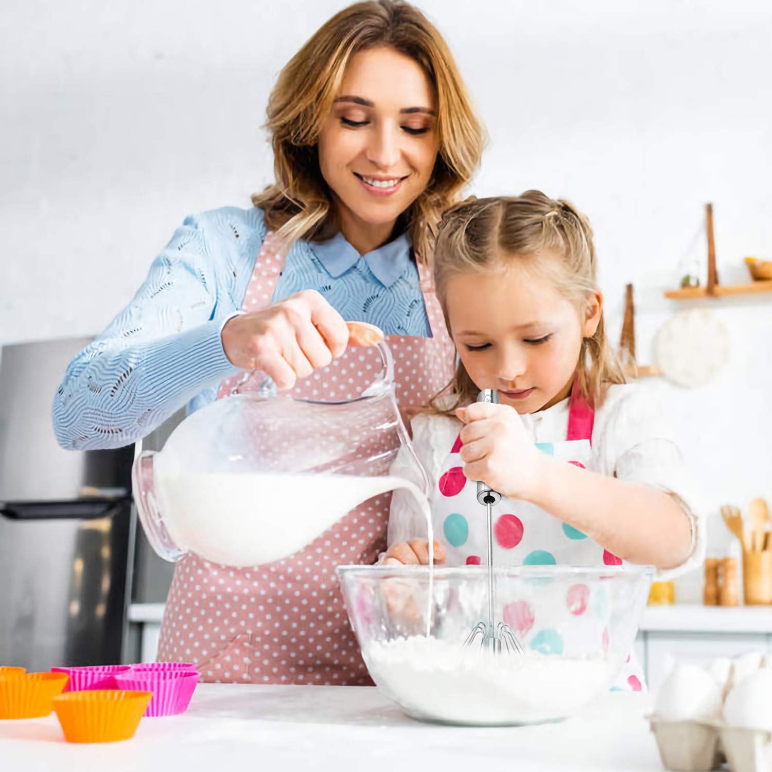 Stainless Steel Egg Whisk, Hand Push Rotary Whisk Blender, Versatile Milk Frother, Hand Push Mixer Stirrer For Blending, Whiskin