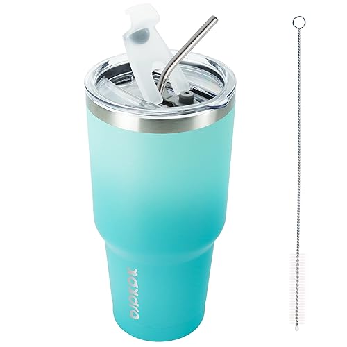 Bjpkpk 30Oz Stainless Steel Tumbler Color Block Insulated Tumblers Cup With Lid And Straw, Double Walled Travel Coffee Mug,Mint