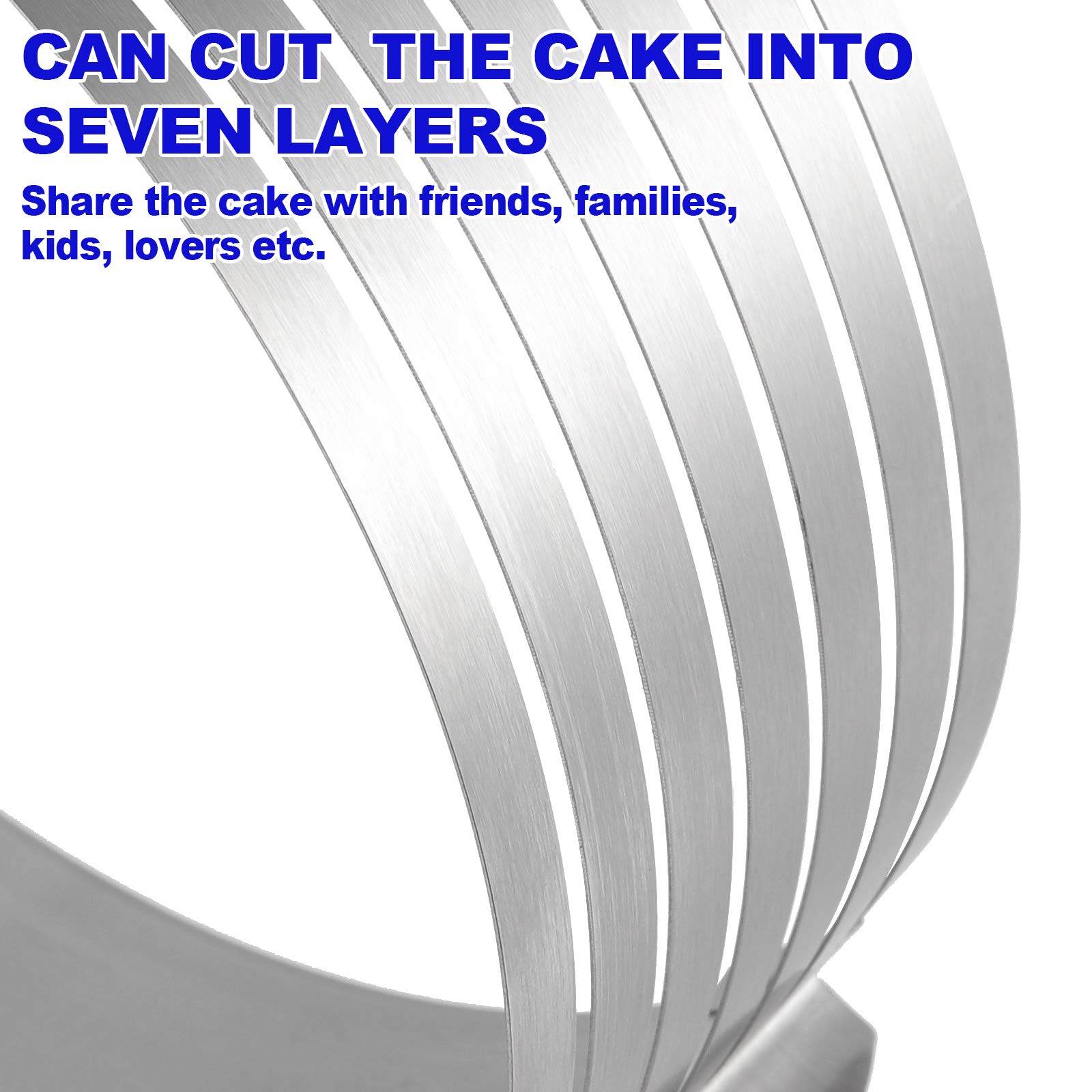 Kohand 2 Pack Cake Slicer, Stainless Steel Cake Cutter Leveler 7-Layer 6-8 Inch / 9-12 Inch Adjustable Cake Ring Molds For Bakin