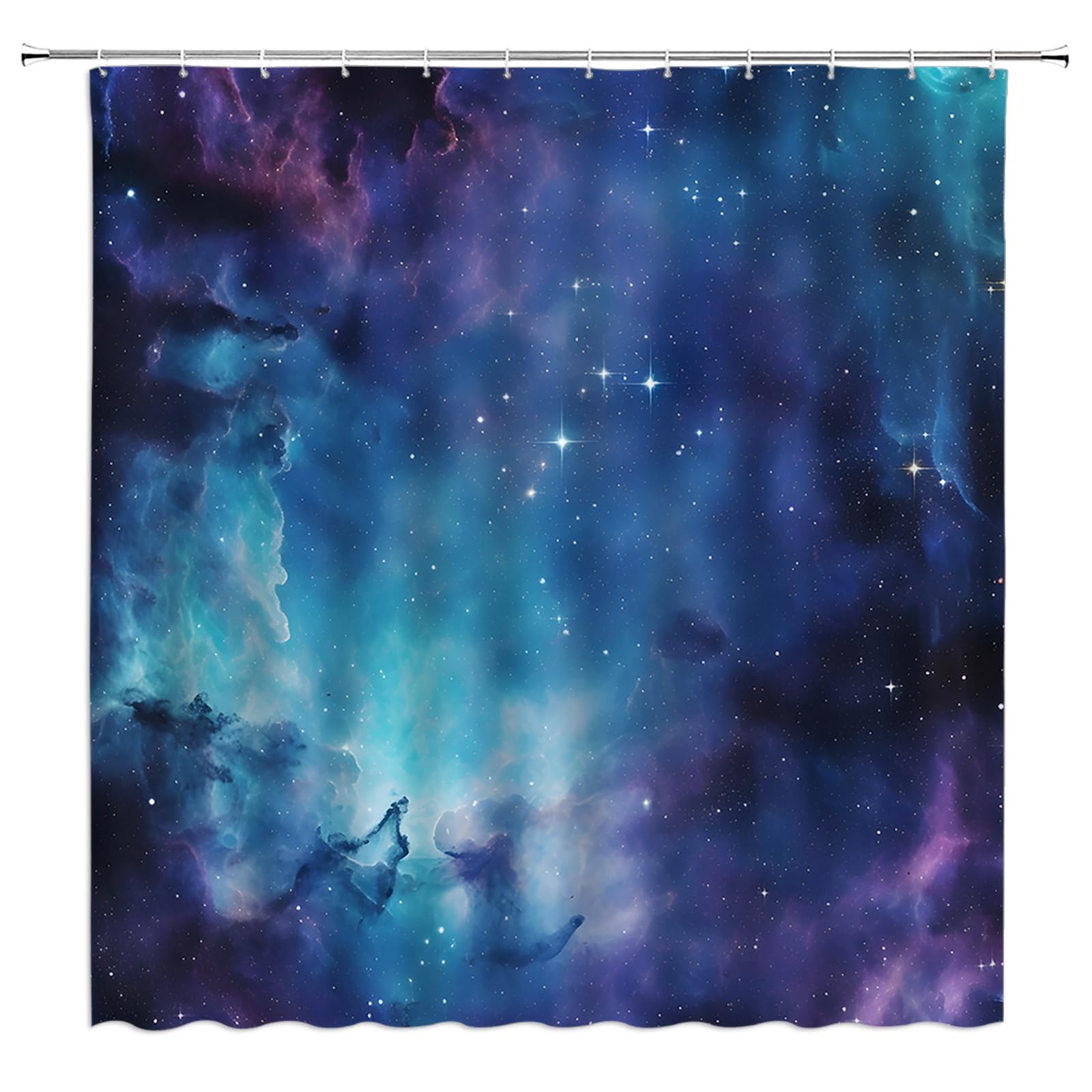 Ysatnsft Galaxy Shower Curtain Outer Space Starry Men Boys Nebula Universe Planet Fabric Bathroom Decor Set Include Hooks,(70''