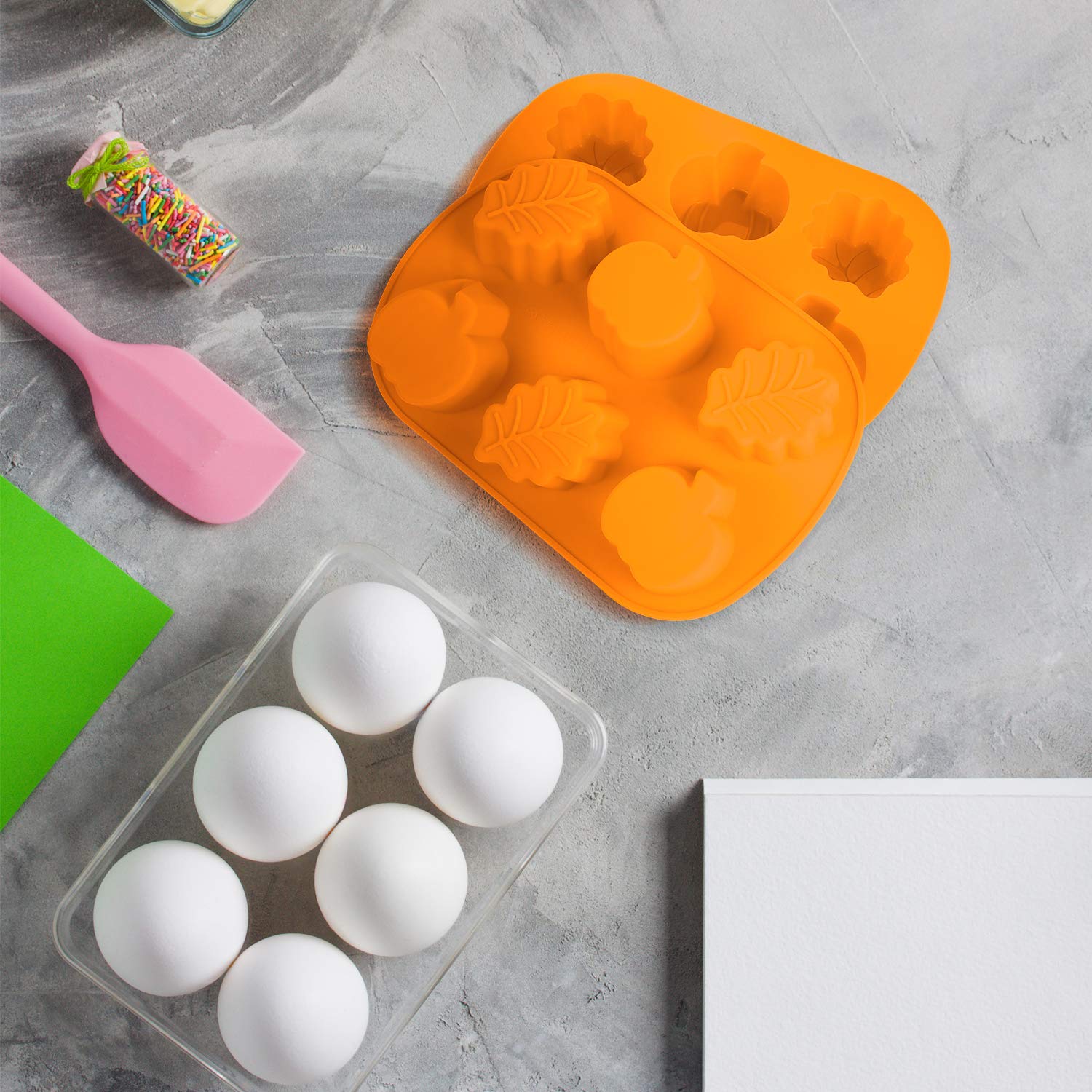 2 Pieces Pumpkin Leaf Silicone Molds 3D Thanksgiving Fall Theme Silicone Molds For Making Soap Candle Candy Muffins Chocolates C