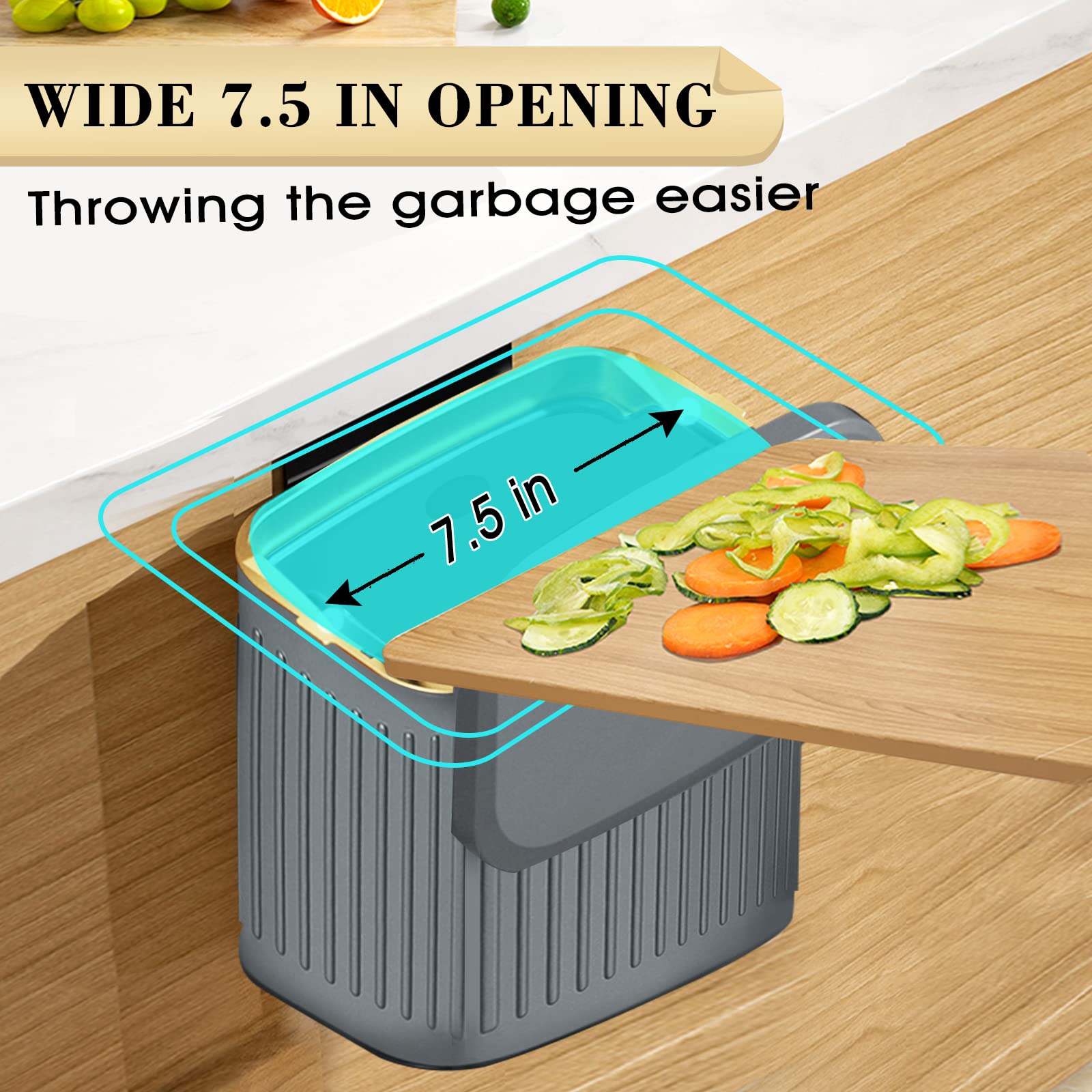 Glodeals Compost Bin, Detachable And Countertop Bin, 4 Liter / 1.06 Gallon, Stainless Steel Small Trash Can With Lid, Kitchen Co
