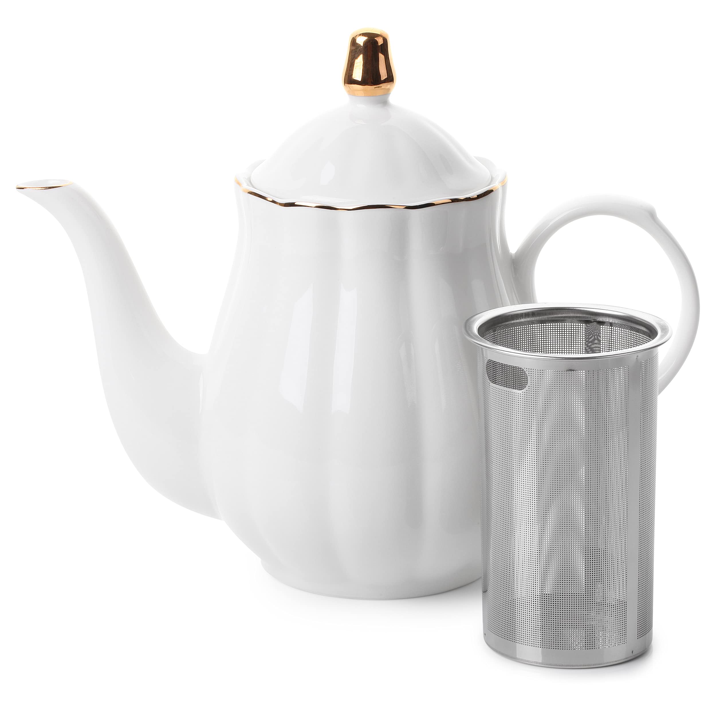 Btat- Porcelain Tea Pot With Stainless Steel Infuser, 32 Oz, Tea Pot Ceramic Teapot, Teapots Ceramic Tea Pot With Removable Stai