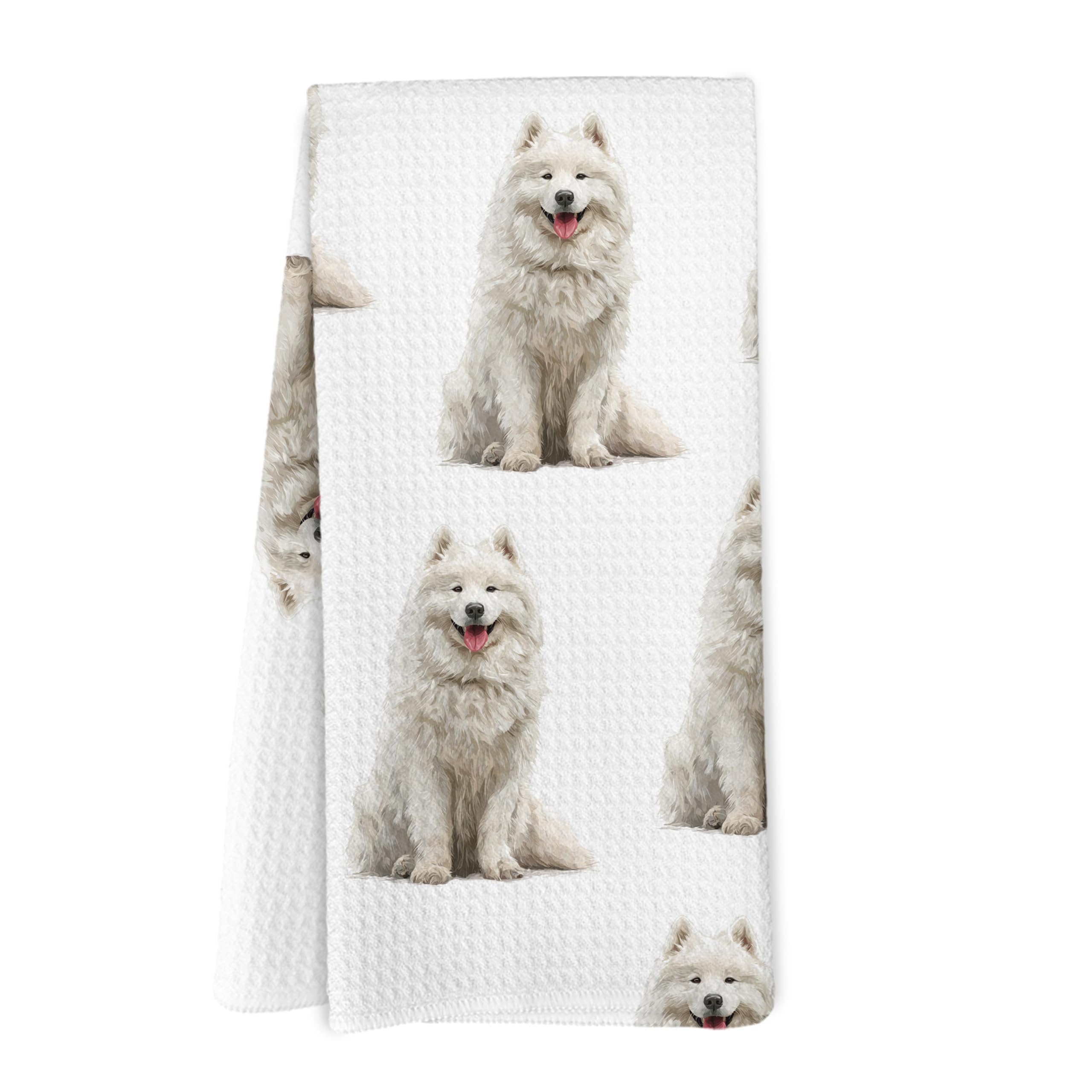 Yorhifa Samoyed Gifts Kitchen Towels, Samoyed Dog Gifts for Women Men Dish Tea Towels for Kitchen Bathroom Decor, Dog Lover Gift