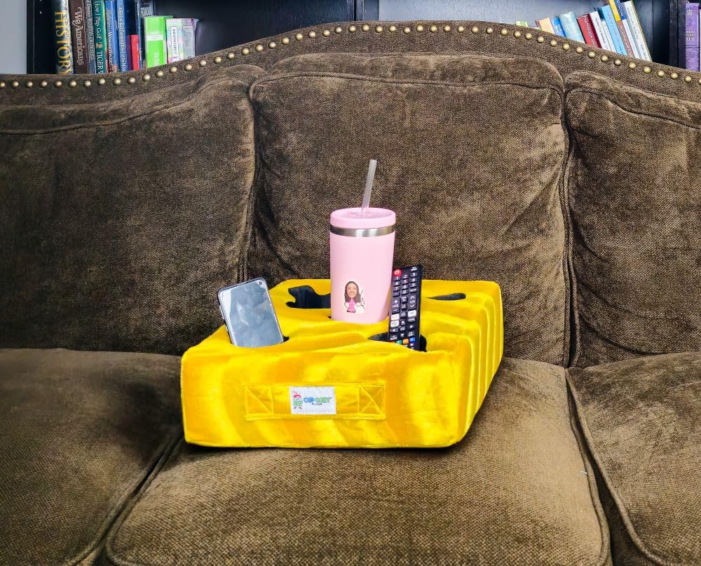 Cup Cozy Deluxe Pillow (Yellow) As Seen On Tv -The World'S Best Cup Holder! Keep Your Drinks Close And Prevent Spills. Use It An