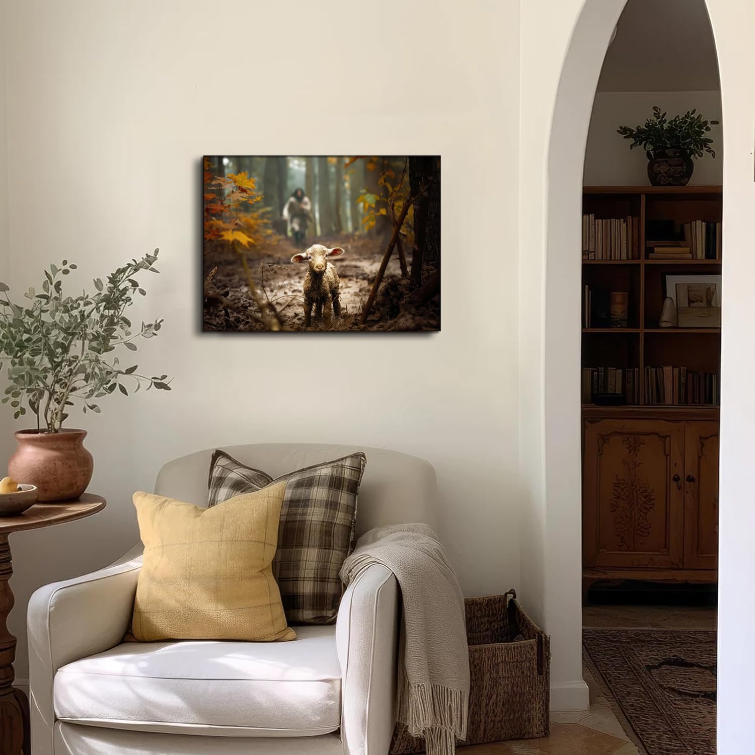 Ploceiny Baptism Gifts For Boys & Girl Jesus And Lamb Picture Christian Gifts For Women,Faith Christian Wall Art Posters For Pra