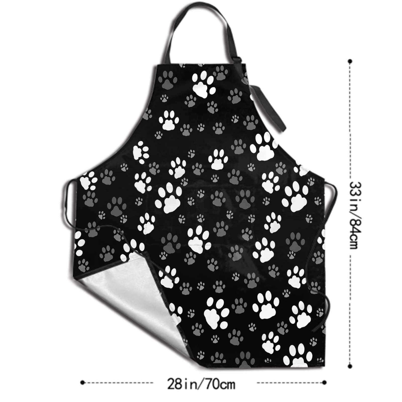 Dog Paw Grooming Apron With Pockets Waterproof Funny Animal Aprons For Men Women Black White Kitchen Bibs For Kitchen Garden Dec
